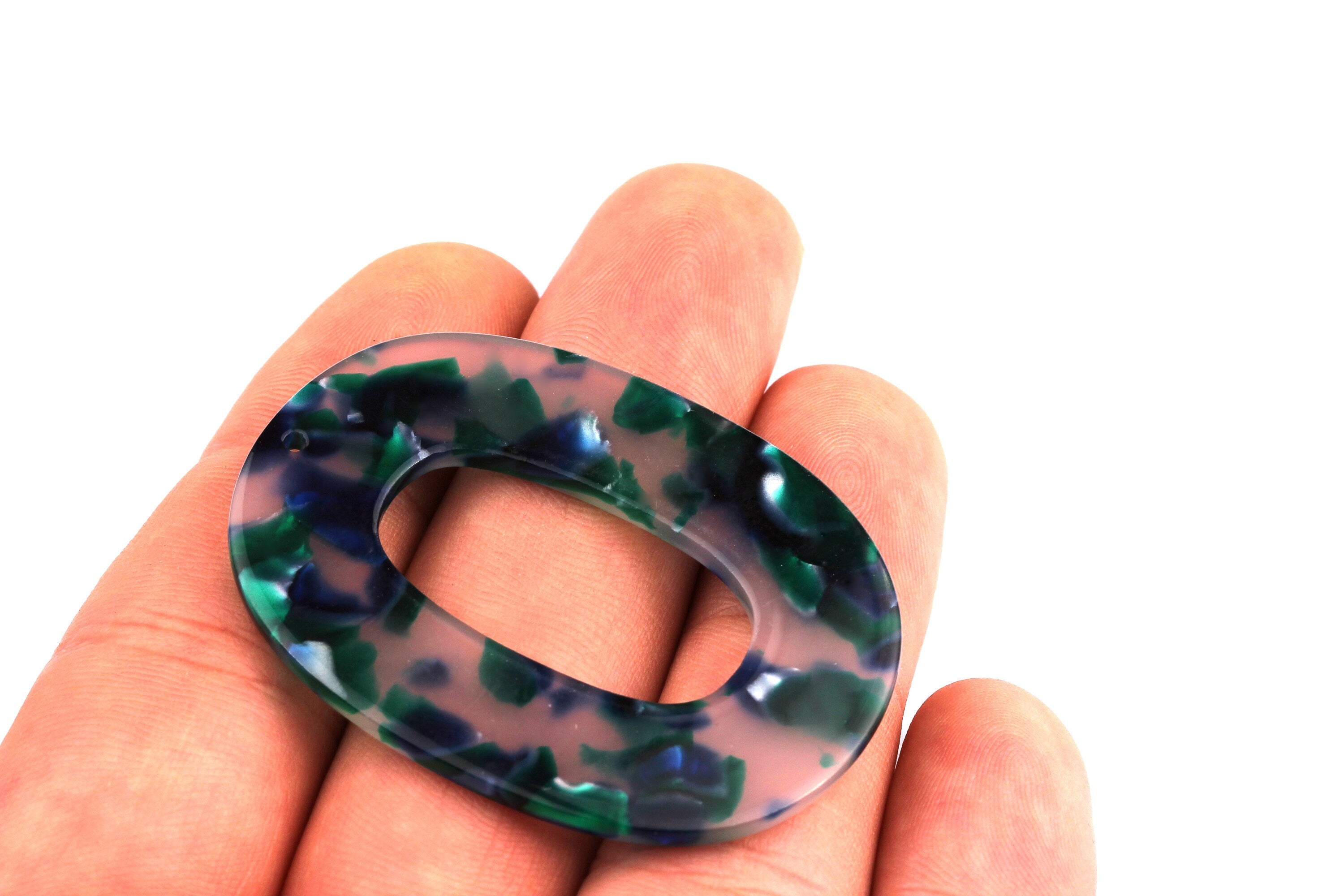 Acetate Oval Charms - Oval Earrings and Pendant - Earring Findings - Jewelry Supplies - Color Code: A18 - 47x35x2.5mm - AC1065F - DOMEDBAZAAR