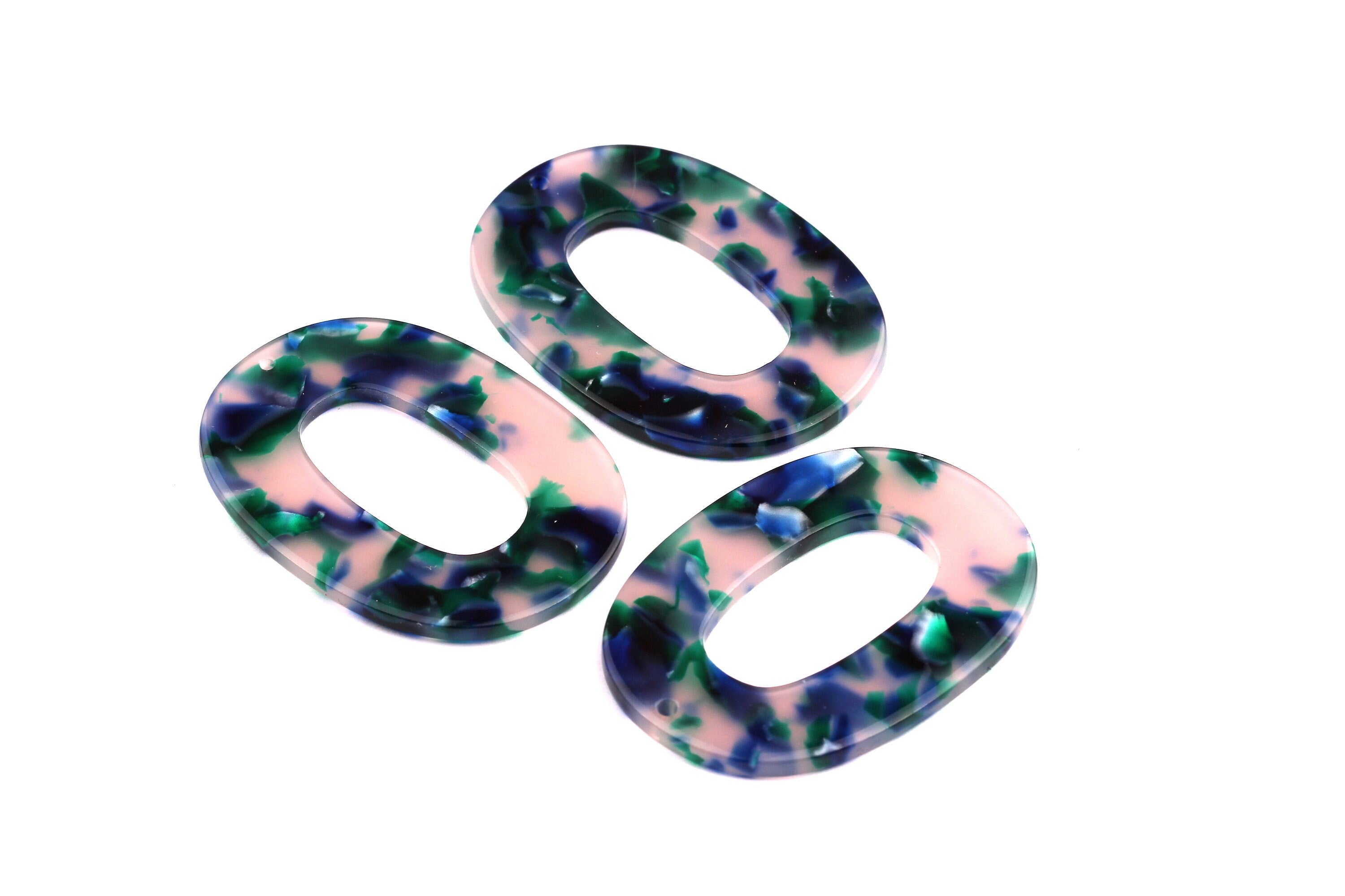 Acetate Oval Charms - Oval Earrings and Pendant - Earring Findings - Jewelry Supplies - Color Code: A18 - 47x35x2.5mm - AC1065F - DOMEDBAZAAR