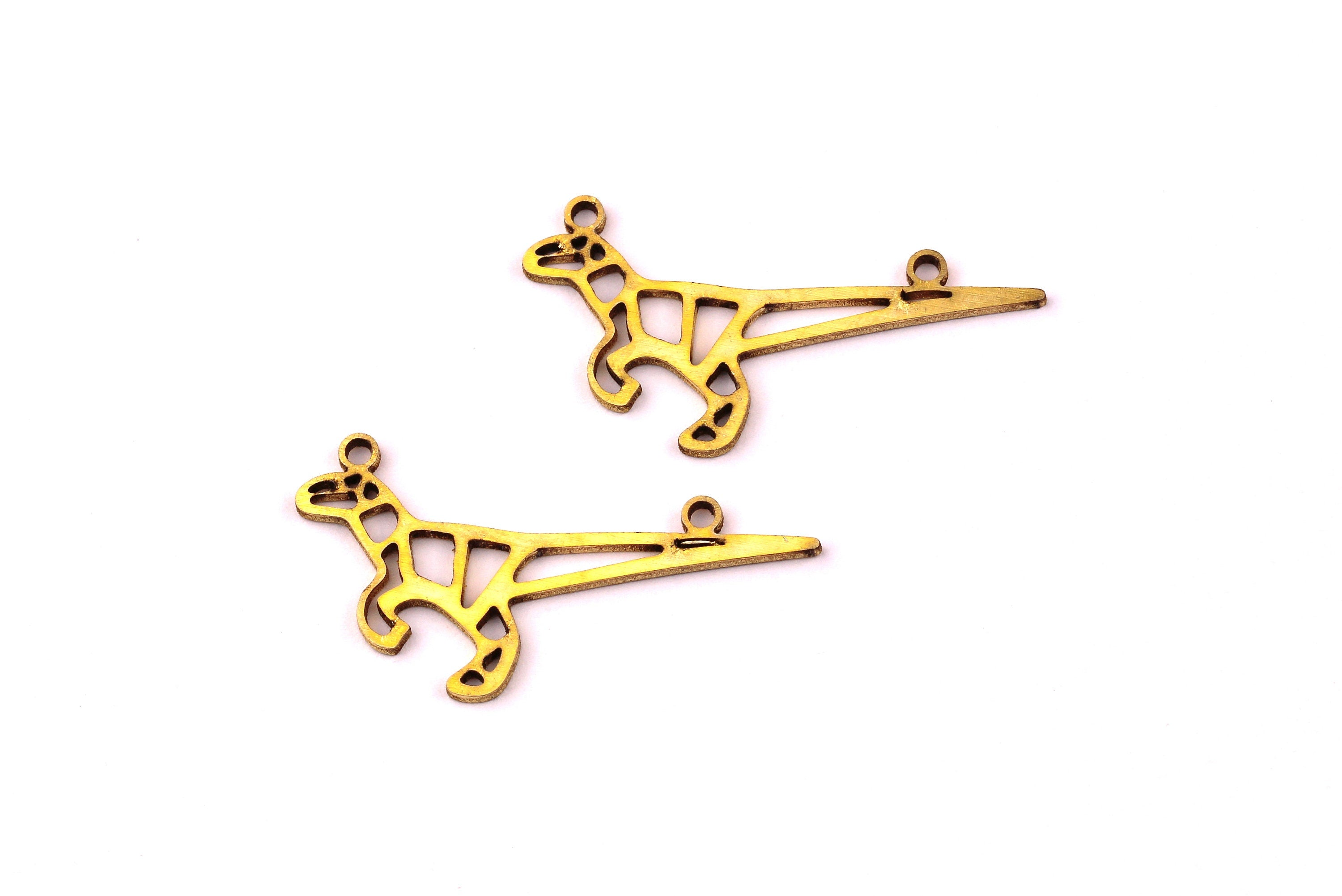 Brass Dinosaur Charm - Dinosaur Shaped Raw Brass Charms - Jewelry Supplies - 30x15mm - PP1152 - DOMEDBAZAAR