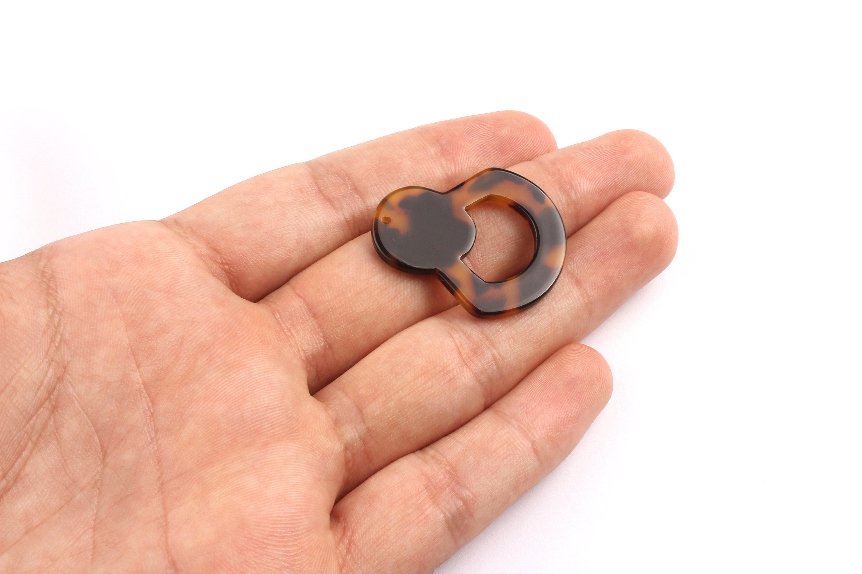 Acetate Bottle Opener Charms - Tortoise Shell Earrings - Bottle Opener Earrings and Pendant - Color Code: A01 - 34.4x29.4mm - AC1072A - DOMEDBAZAAR