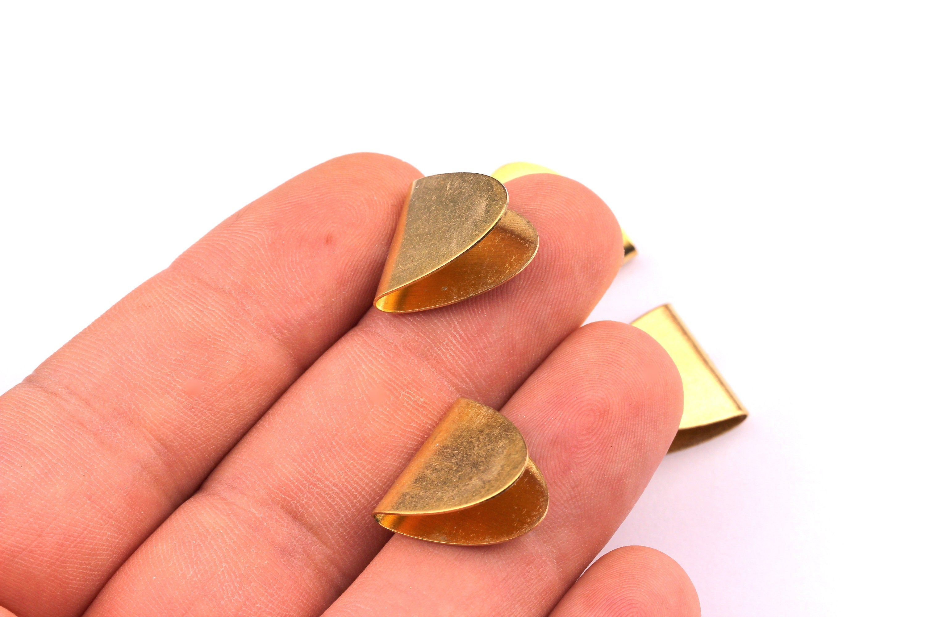 Brass Ribbon Crimp - Raw Brass Ribbon Crimp Ends - Jewelry Supplies - 15mm - PP1226 - DOMEDBAZAAR