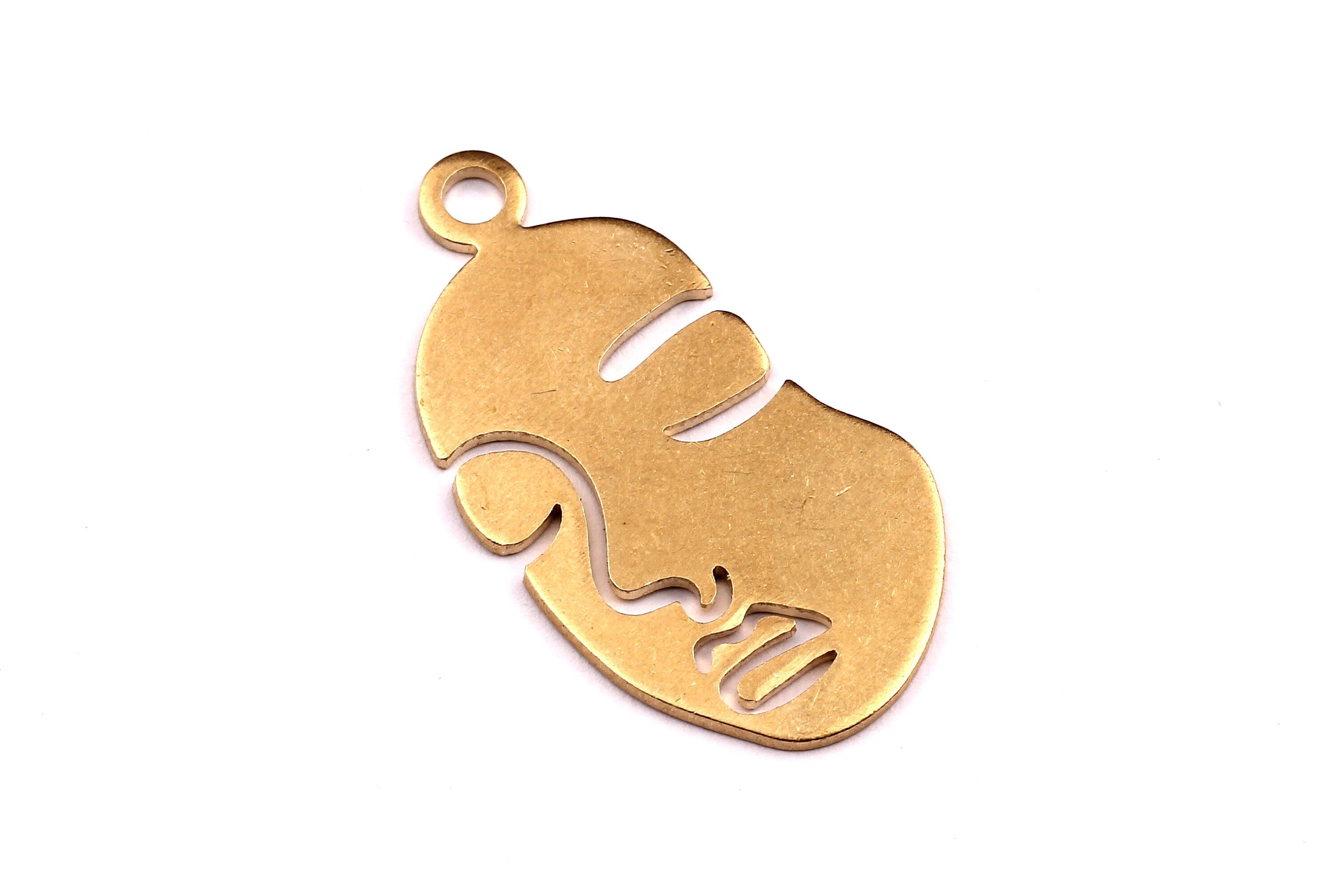 Personalized stamping blank - Brass Face Charms - Face Shaped Raw Brass Pendant - Jewelry Supplies - 37x17x1mm - PP1235 - DOMEDBAZAAR