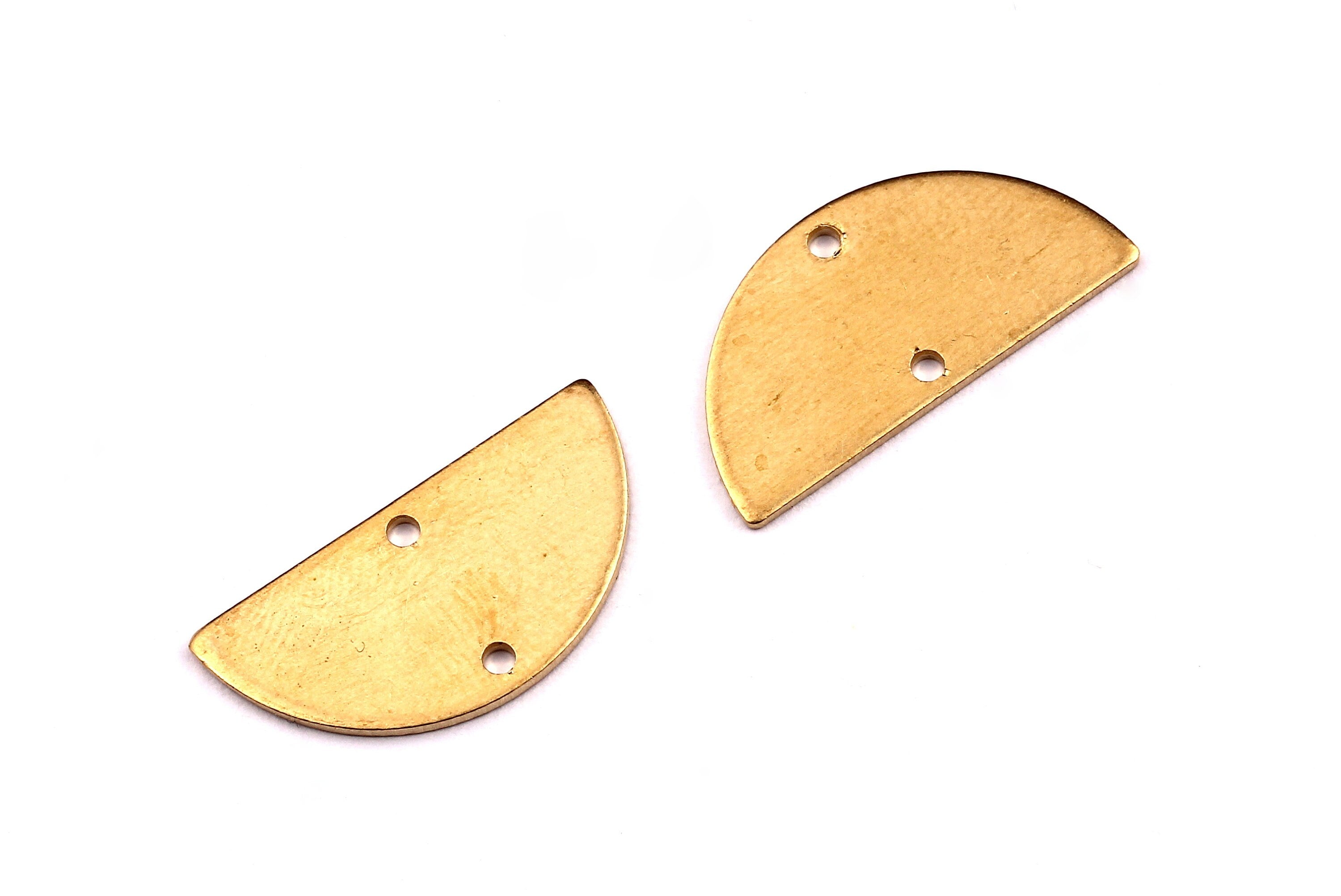 Brass Semicircle Charms - Semicircle Shaped Charms - Raw Brass Connector with 2 Holes - Jewellery Supplies - 10.5x20.5x0.75mm - PP1239 - DOMEDBAZAAR
