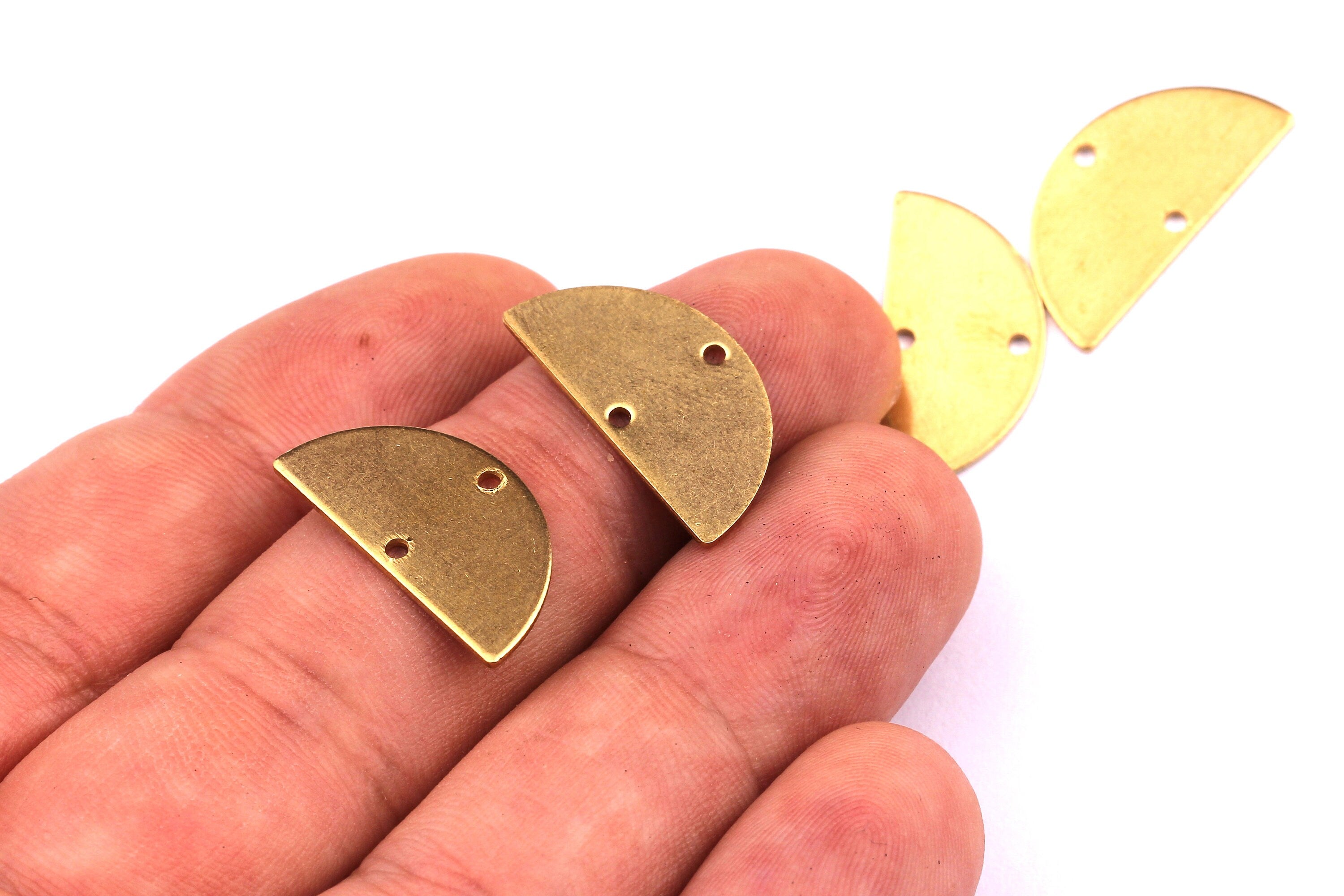 Brass Semicircle Charms - Semicircle Shaped Charms - Raw Brass Connector with 2 Holes - Jewellery Supplies - 10.5x20.5x0.75mm - PP1239 - DOMEDBAZAAR