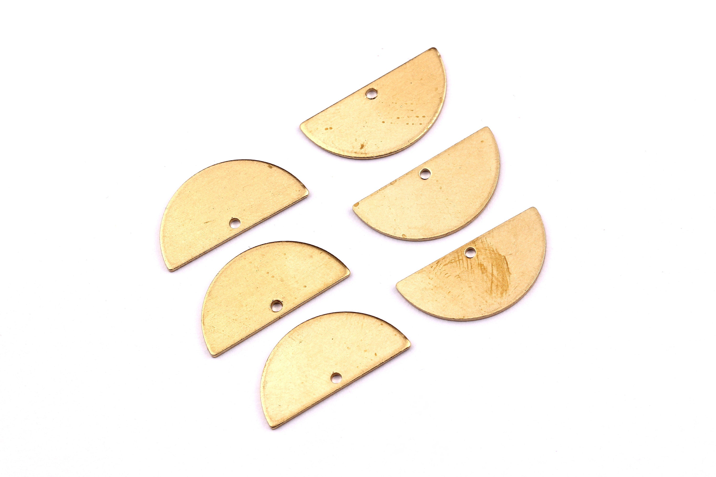 Brass Semi Circle Charms - Semi Circle Shaped Raw Brass Connector with 1 Holes - Jewelry Supplies - 10.5x20.5x0.75mm - PP1240 - DOMEDBAZAAR