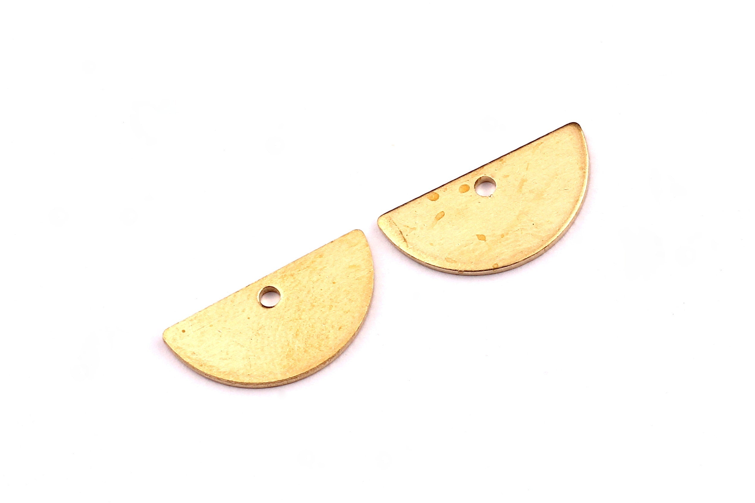 Brass Semicircle Charms - Semicircle Shaped Raw Brass Connector with 1 Hole - Jewelry Supplies - 7.5x15x0.8mm - PP1241 - DOMEDBAZAAR