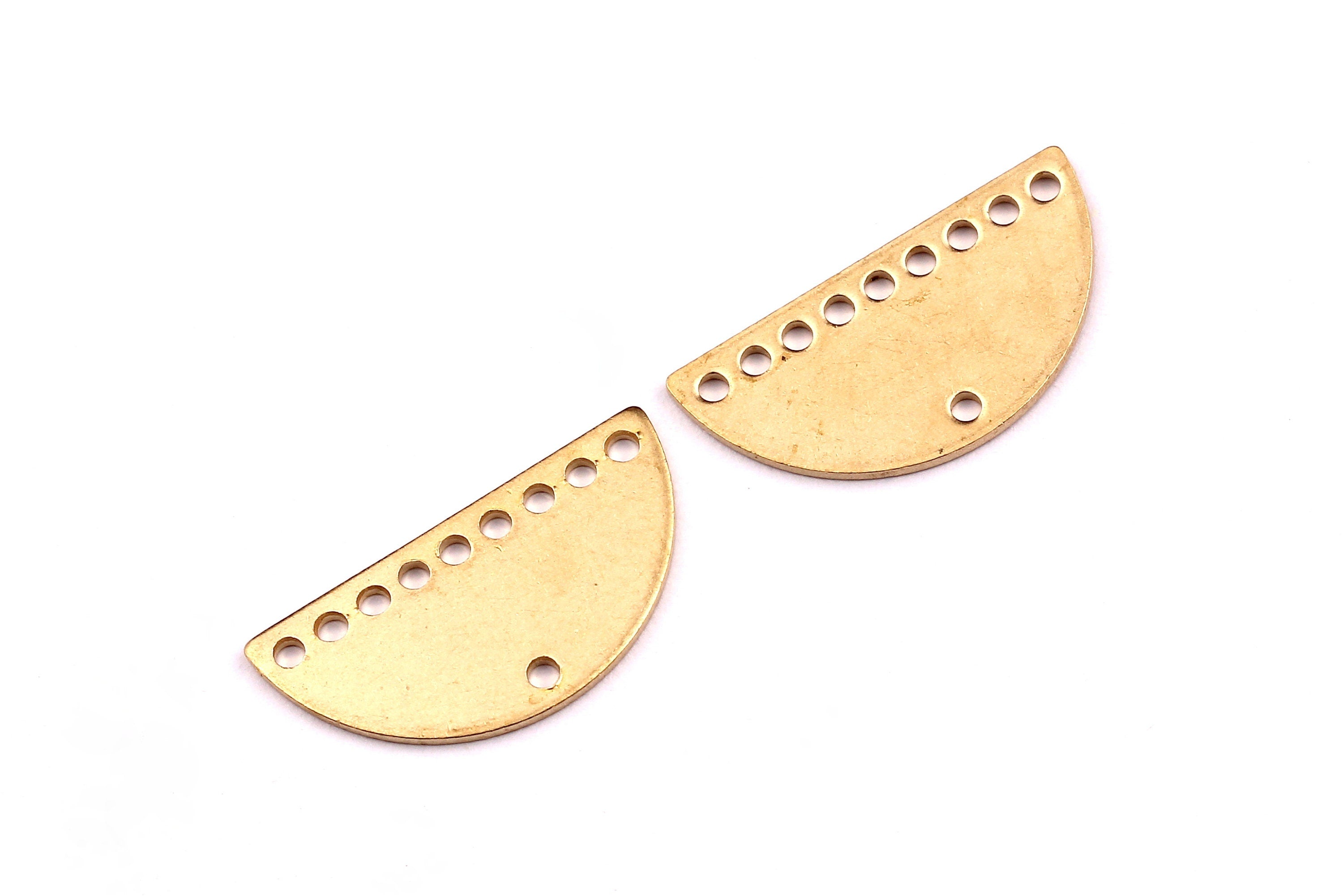 Brass Semicircle Charms - Semicircle Pendant - Raw Brass Connector with 10 Holes - Jewellery Supplies - 10.5x20.5x0.75mm - PP1242 - DOMEDBAZAAR