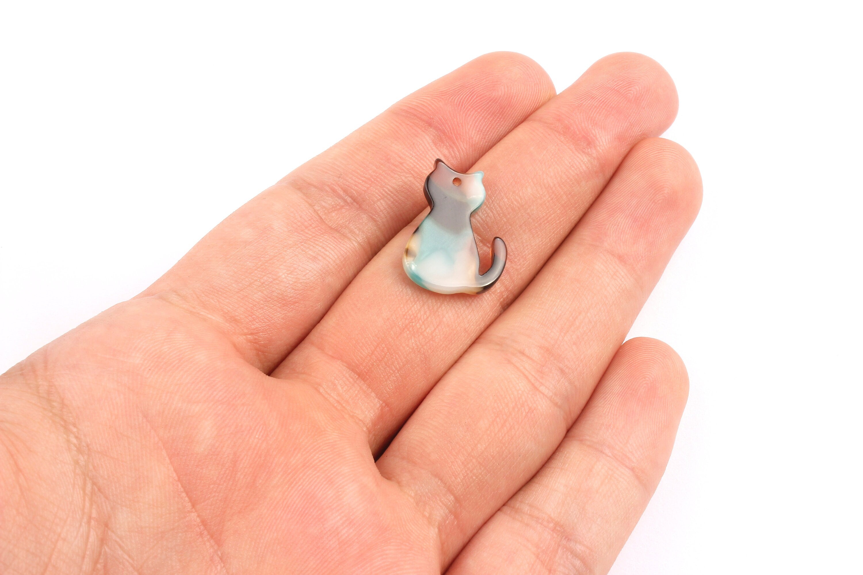 Acetate Cat Charms - Cat Earrings and Pendant - Earring Findings - Jewelry Supplies - 20.78x15.2x2.45mm - AC1073D - DOMEDBAZAAR