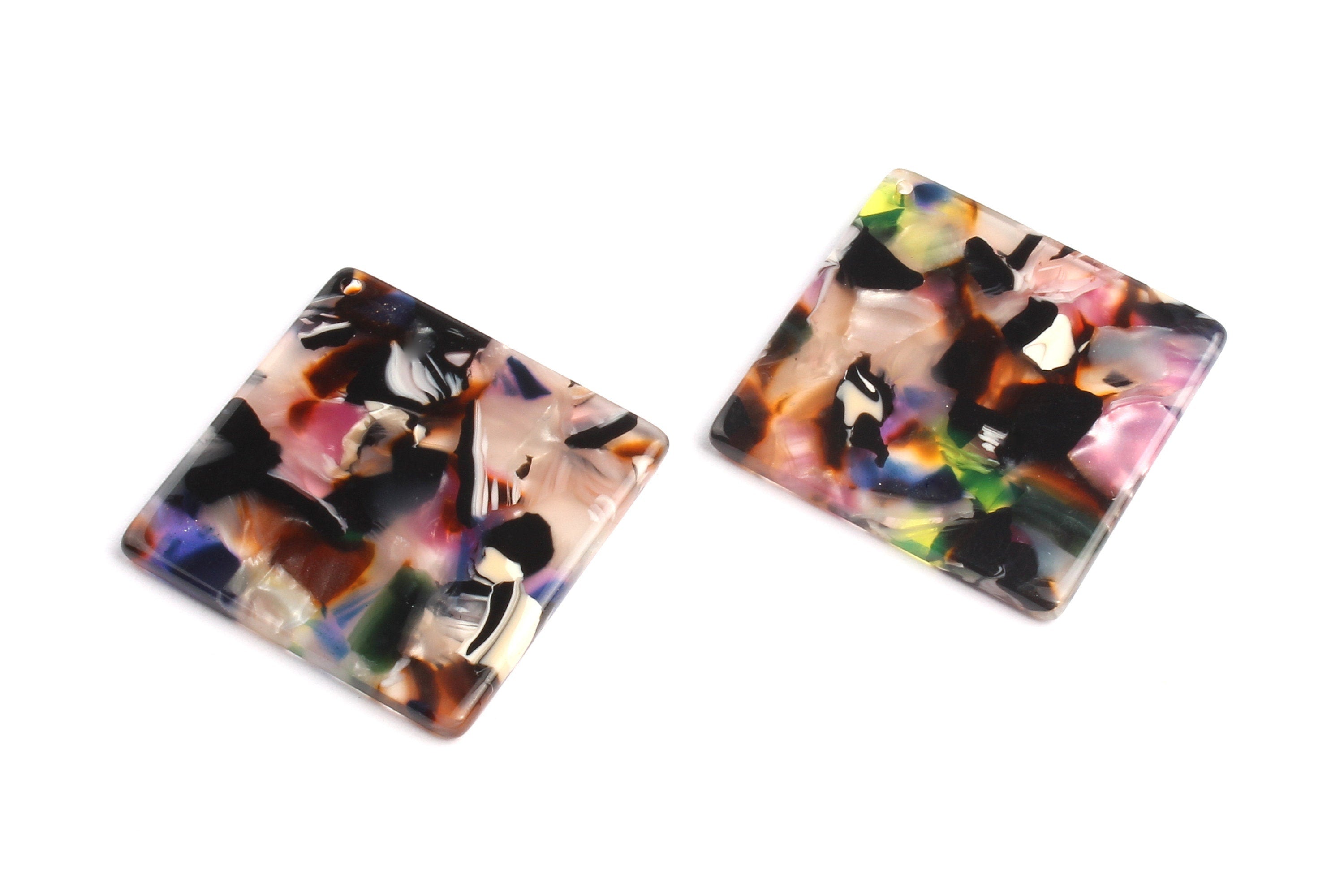 Acetate Square Charms - Square Earings and Pendant - Earring Findings - Jewelry Supplies - Color Code: A11 - 29.7x29.7mm - AC1079C - DOMEDBAZAAR