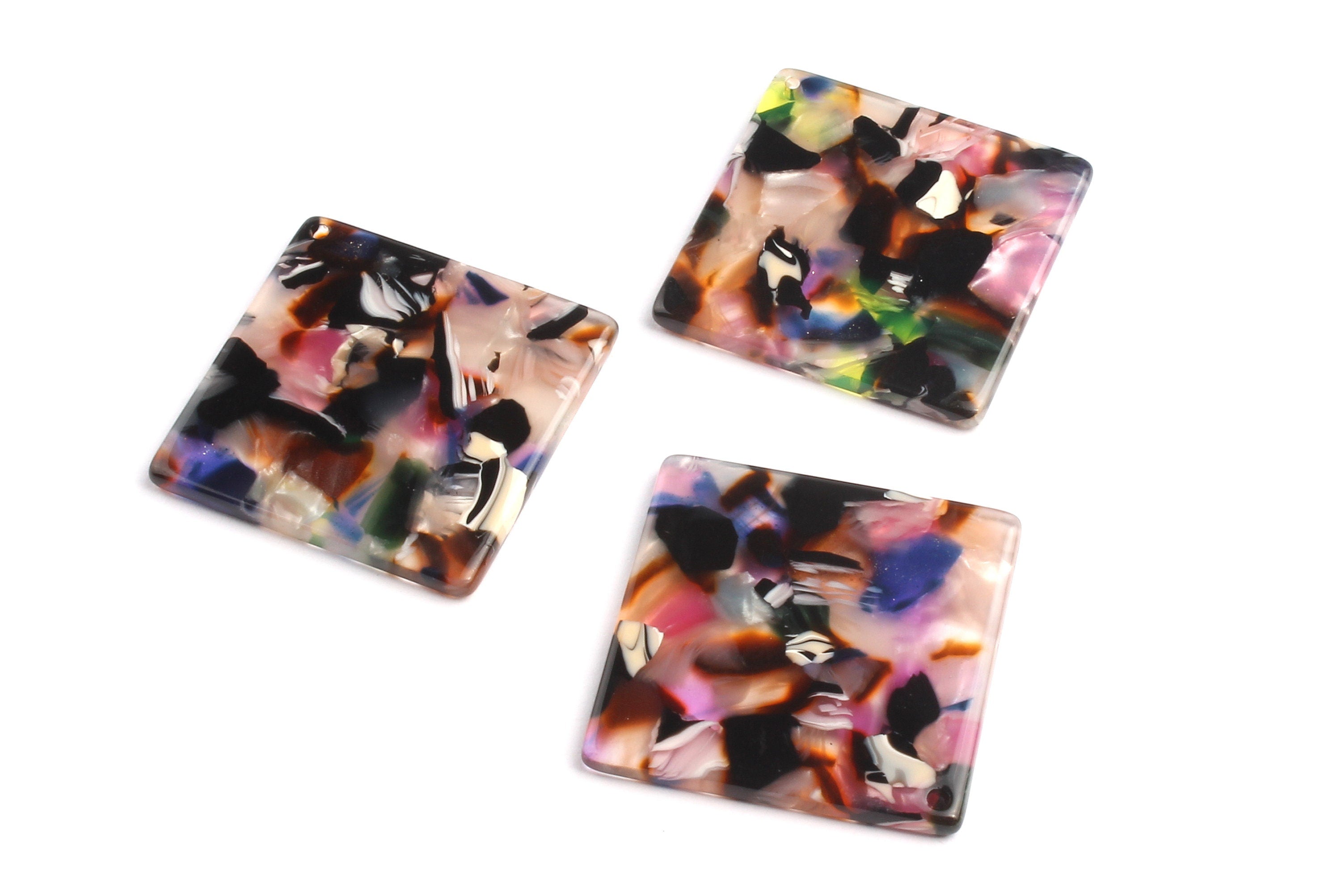 Acetate Square Charms - Square Earings and Pendant - Earring Findings - Jewelry Supplies - Color Code: A11 - 29.7x29.7mm - AC1079C - DOMEDBAZAAR