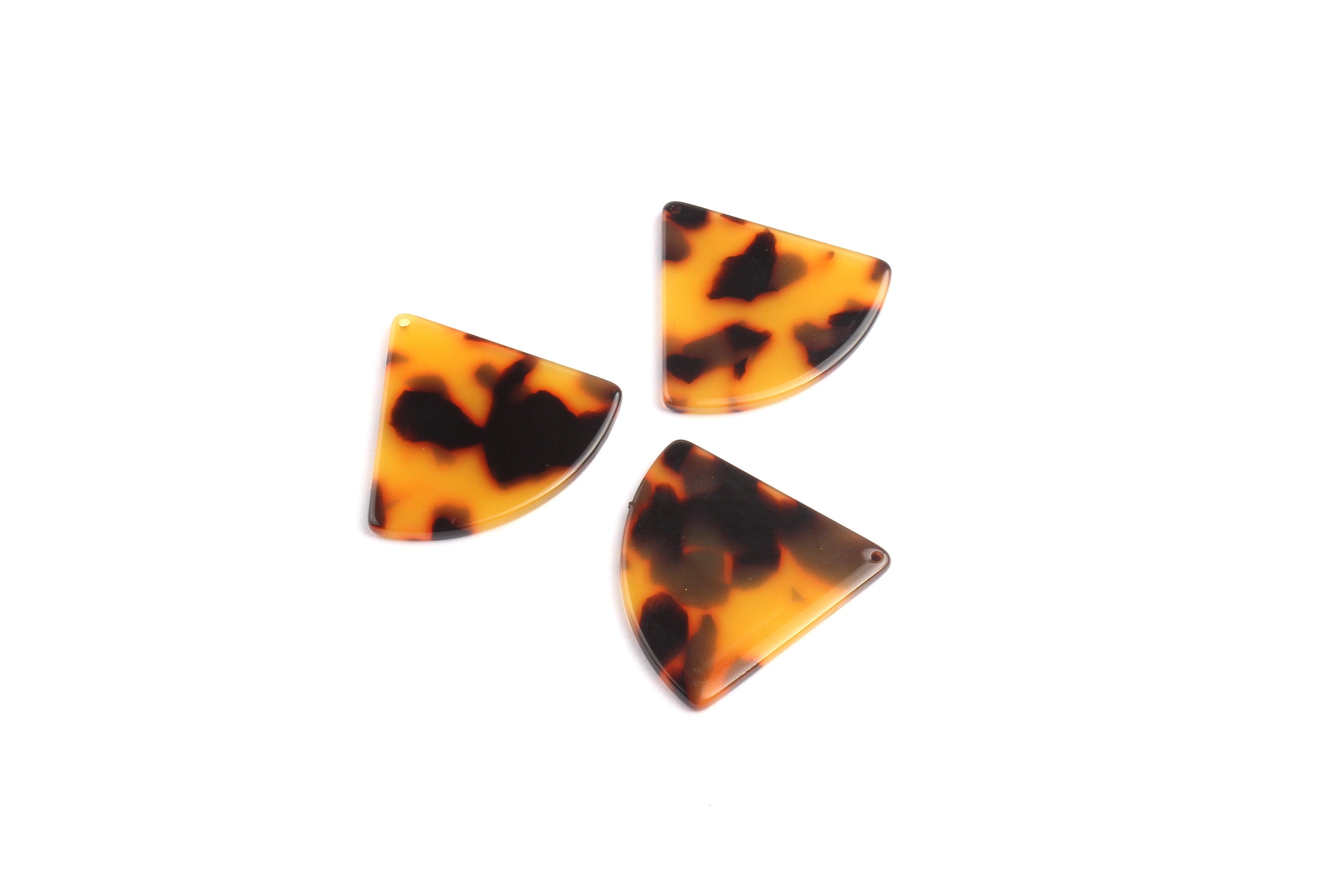 Acetate Fan Charms - Tortoise Shell Earrings - Pizza Slice Pendant - Jewelry Making Supplies - Color Code: A01 - 31.2x34.5mm - AC1081A - DOMEDBAZAAR