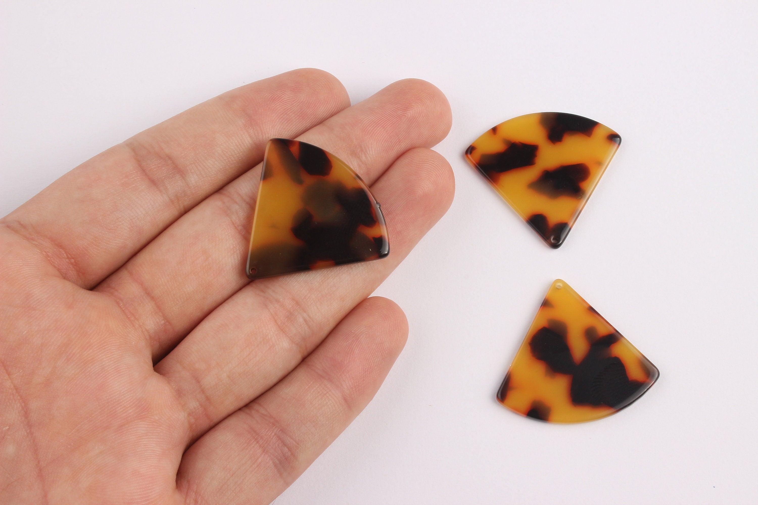 Acetate Fan Charms - Tortoise Shell Earrings - Pizza Slice Pendant - Jewelry Making Supplies - Color Code: A01 - 31.2x34.5mm - AC1081A - DOMEDBAZAAR
