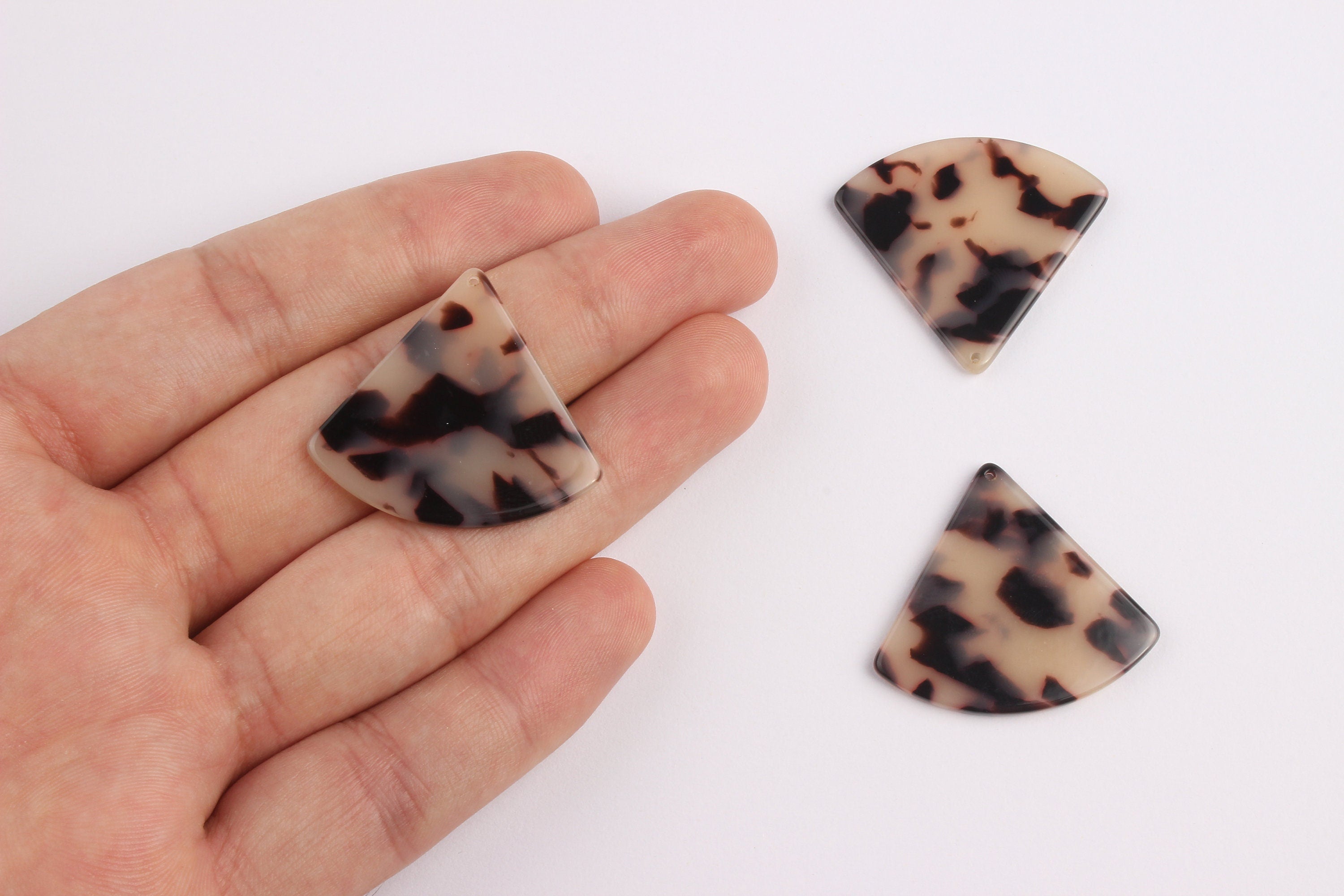 Acetate Fan Charms - Blonde Tortoise Shell Earrings - Pizza Slice Earrings and Pendant - Color Code: A07 - 31.2x34.5mm - AC1081B - DOMEDBAZAAR