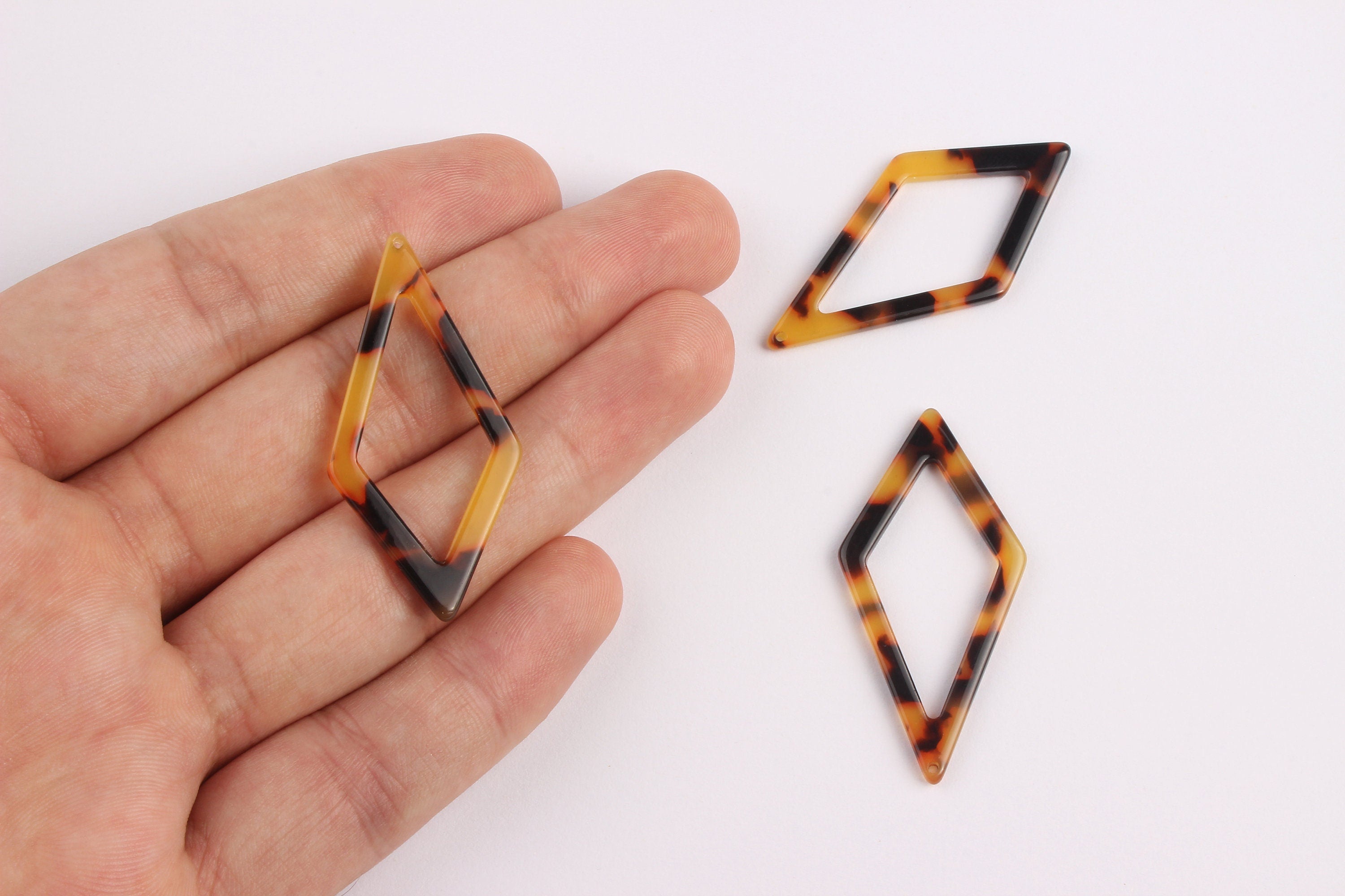 Acetate Diamond Charms - Tortoise Shell Earring - Diamond Pendant - Jewelry Making Supplies - Color Code: A01 - 46x22.5mm - AC1082A - DOMEDBAZAAR