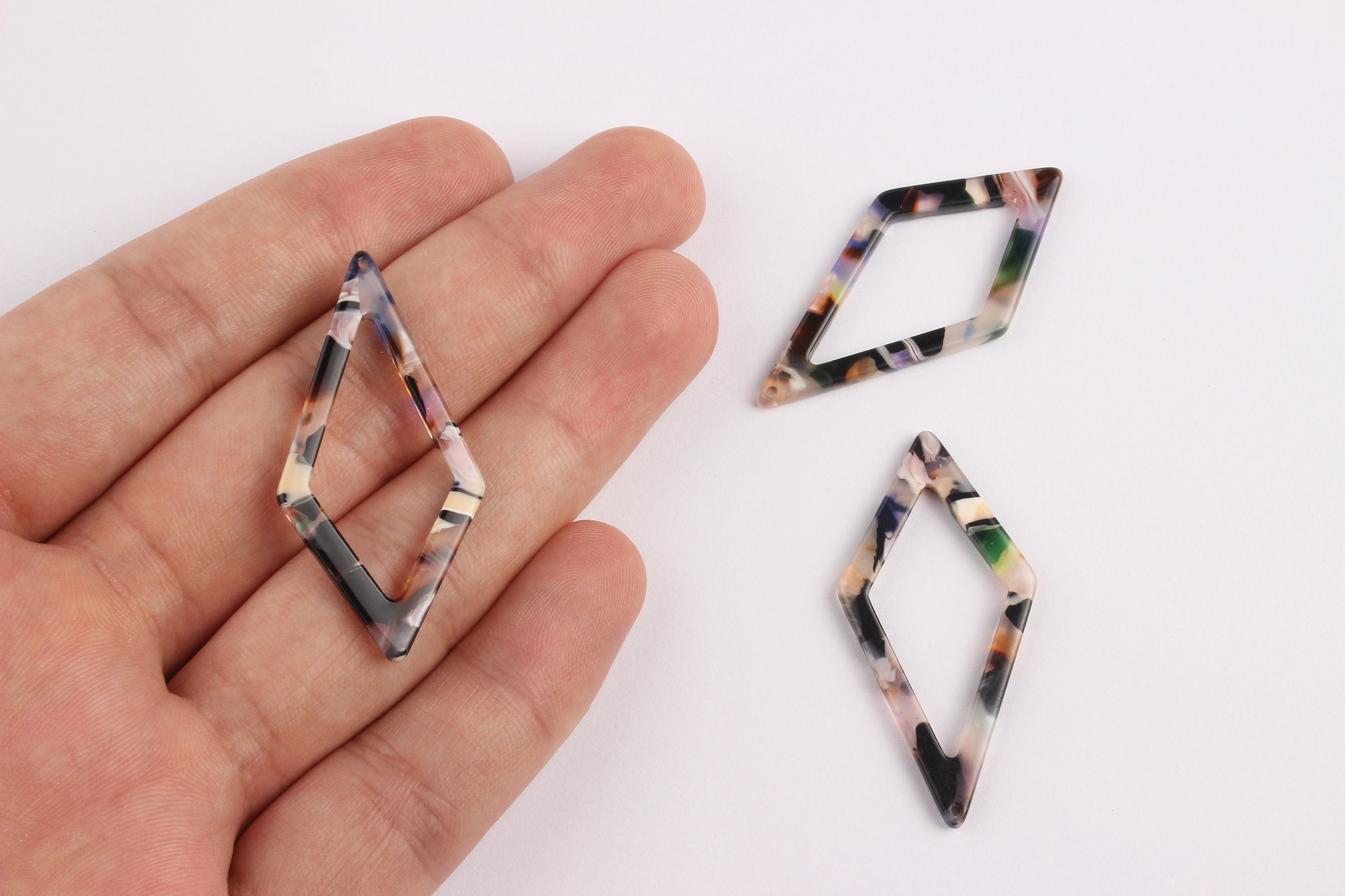Acetate Diamond Charms - Diamond Earrings and Pendant - Earring Findings - Color Code: A11 - 46x22.5mm - AC1082C - DOMEDBAZAAR