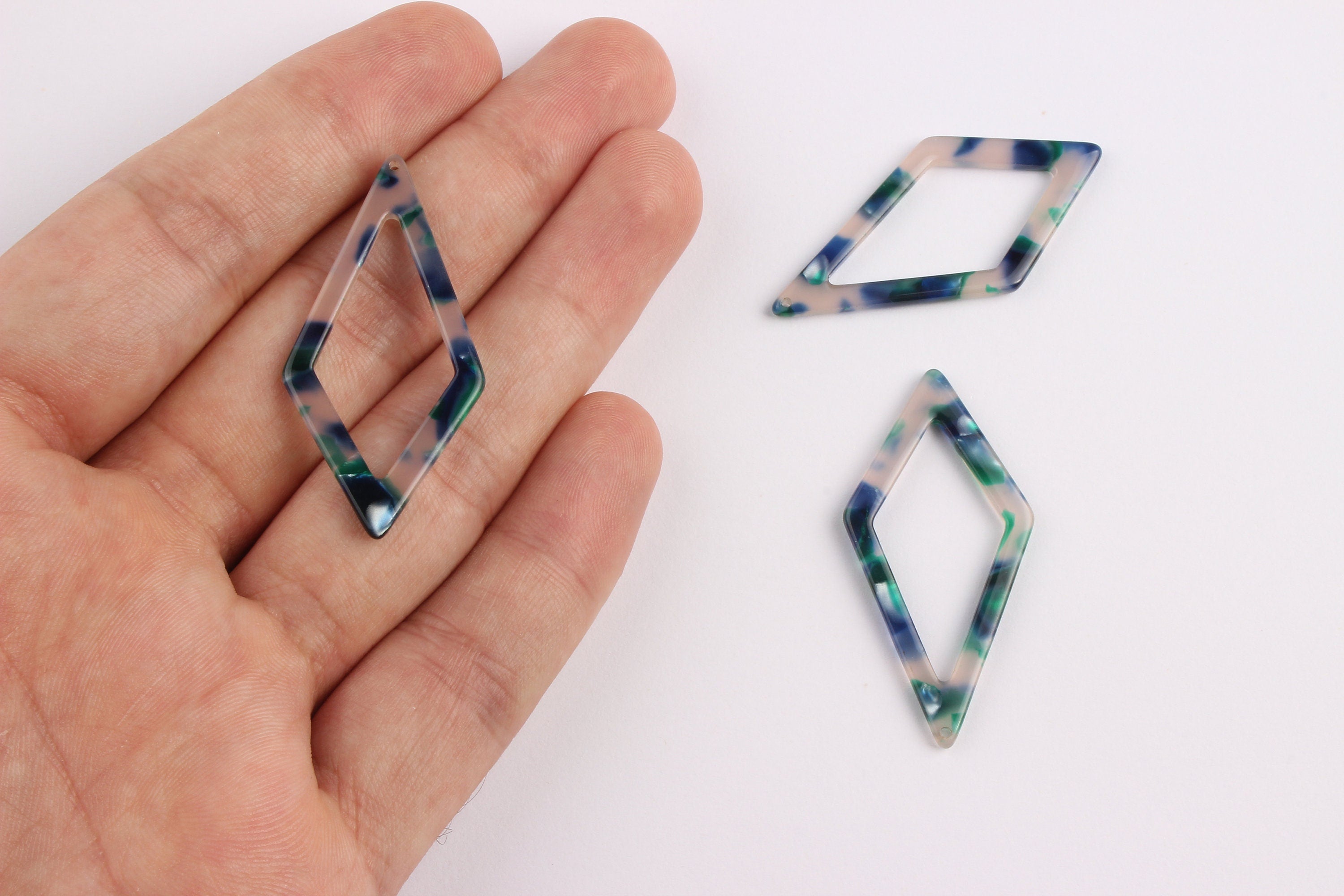 Acetate Diamond Charms - Diamond Earrings and Pendant - Earring Findings - Earring Findings - Color Code: A18 - 46x22.5mm - AC1082E - DOMEDBAZAAR