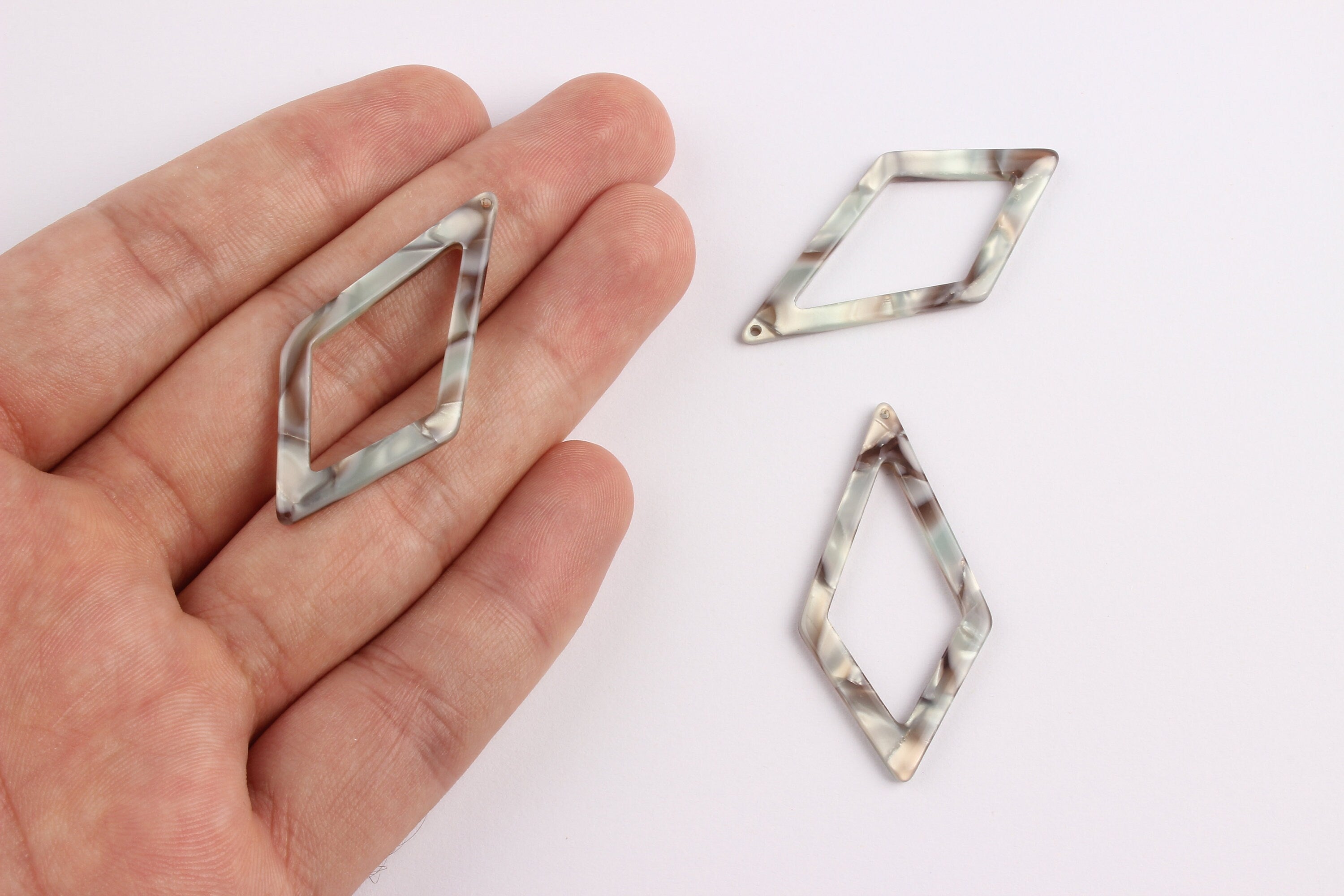 Acetate Diamond Charms - Diamond Earrings and Pendant - Earring Findings - Earring Findings - Color Code: A22 - 46x22.5mm - AC1082F - DOMEDBAZAAR