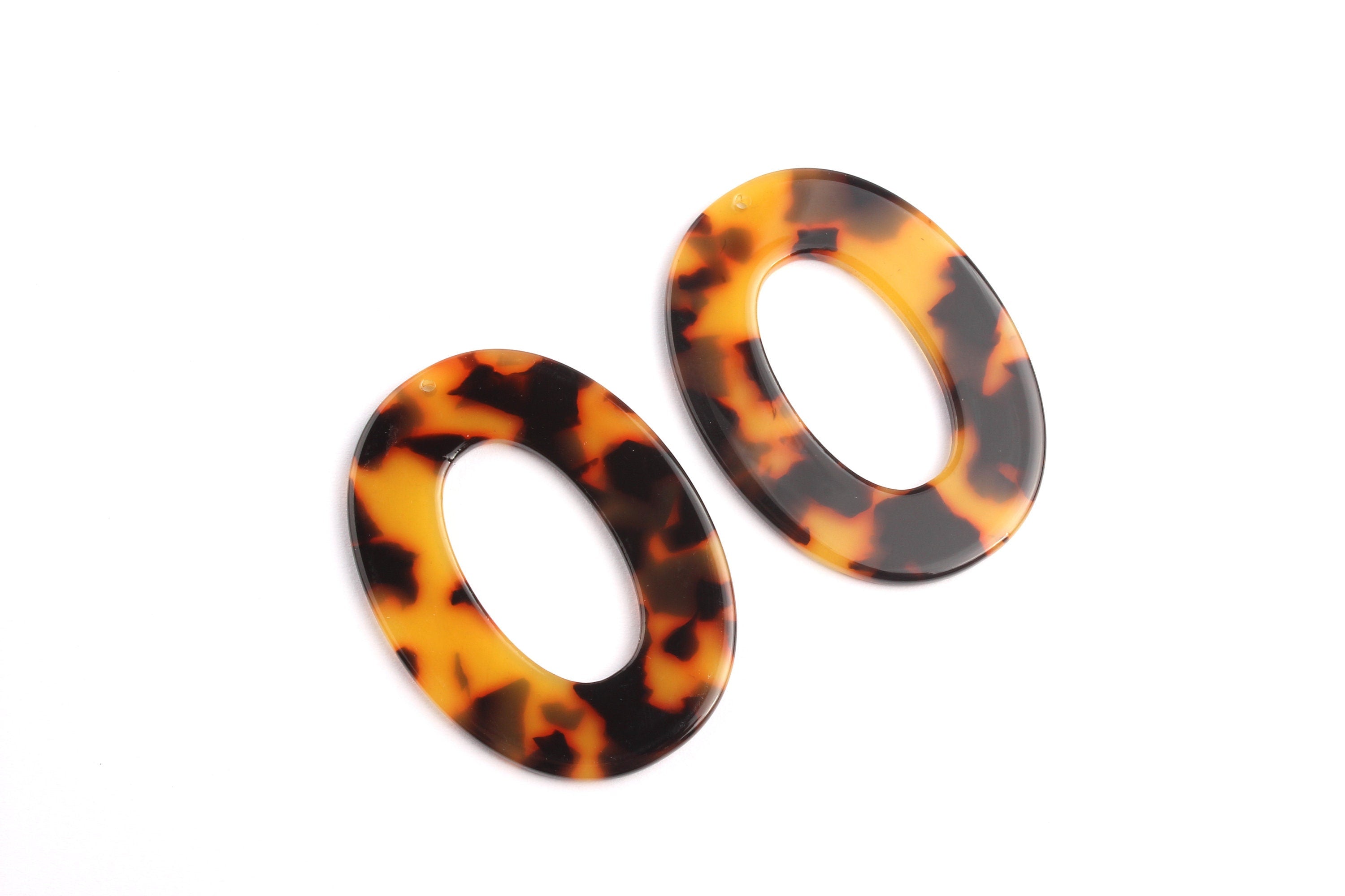 Acrylic Earring Charms - Tortoise Shell Earrings - Oval  Shaped Pendant - Jewelry Making Supplies - Color Code: A01 - 47x34.5mm - AC1086A - DOMEDBAZAAR