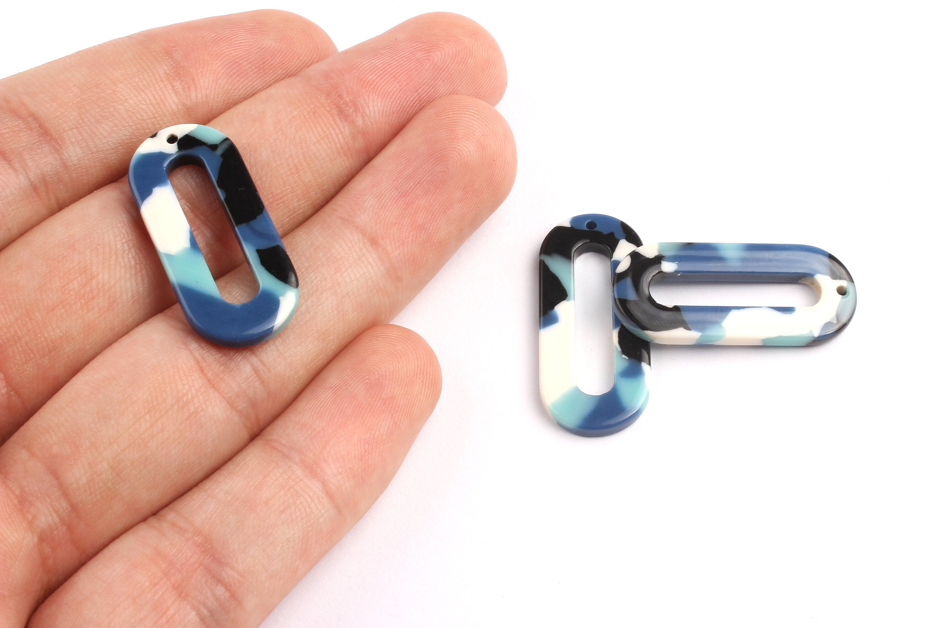 Acetate Oval & Zero Charms - Oval Earrings and Pendant - Earring Findings - Jewelry Supplies - Color Code: A16 - 30x13.5x2.6mm - AC1033K - DOMEDBAZAAR