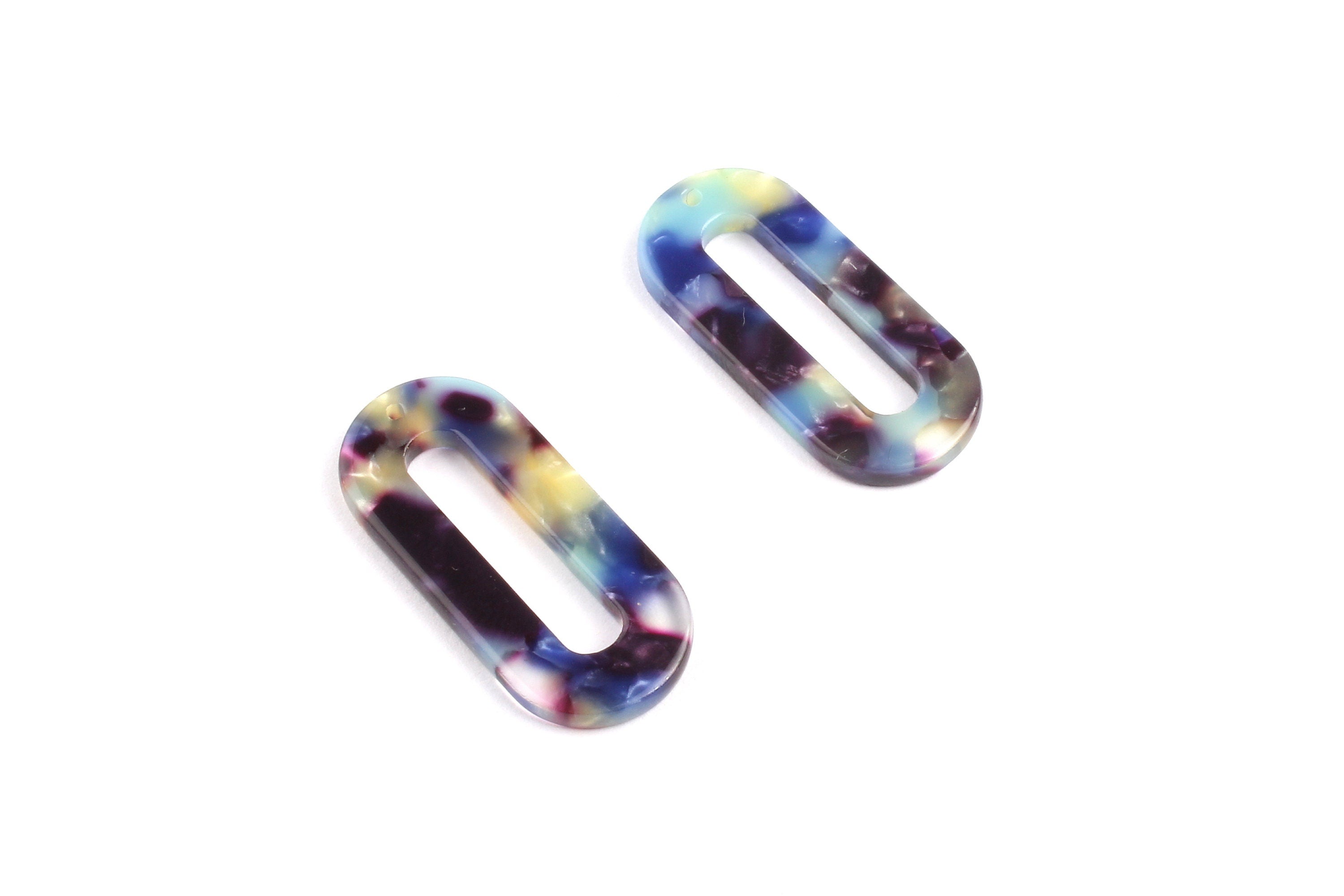 Acetate Oval & Zero Charms - Oval Earrings and Pendant - Earring Findings - Jewelry Supplies - Color Code: A23 - 30x13.5x2.6mm - AC1033P - DOMEDBAZAAR
