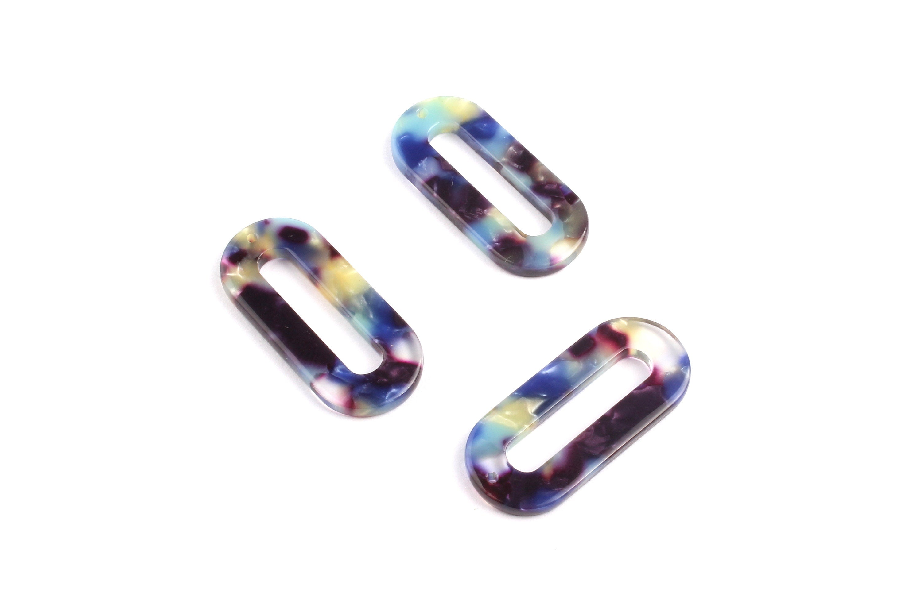 Acetate Oval & Zero Charms - Oval Earrings and Pendant - Earring Findings - Jewelry Supplies - Color Code: A23 - 30x13.5x2.6mm - AC1033P - DOMEDBAZAAR