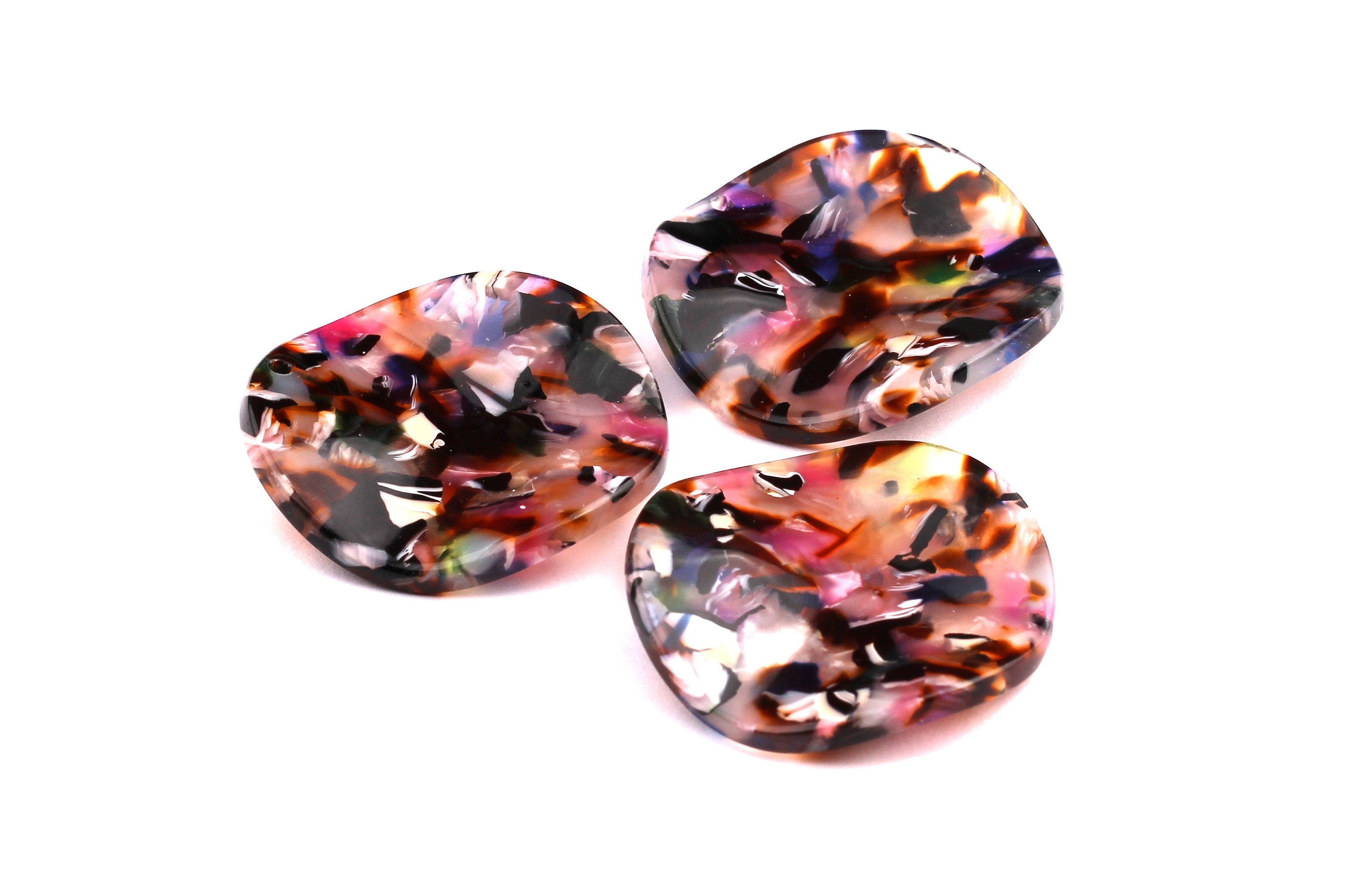 Acetate Wavy Disc Charms - Wavy Disc Earrings and Pendant - Earring Findings - Jewelry Supplies - Color Code: A11 - 34x2.5mm - AC1066C - DOMEDBAZAAR