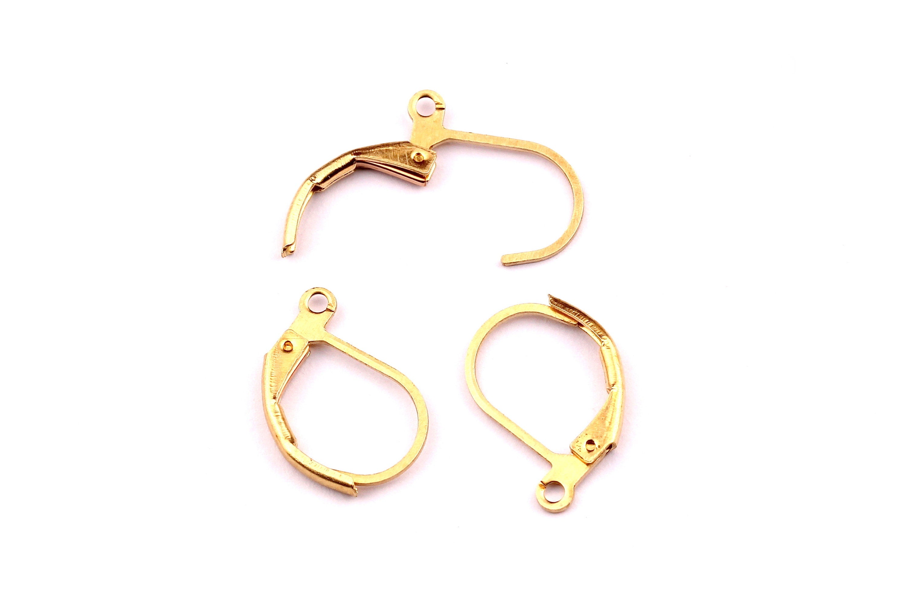 Brass Leverback Earring Clasp - Raw Brass Plain Leverback - Earring Findings - Jewelry Supplies - 13x9mm - PP1162 - DOMEDBAZAAR