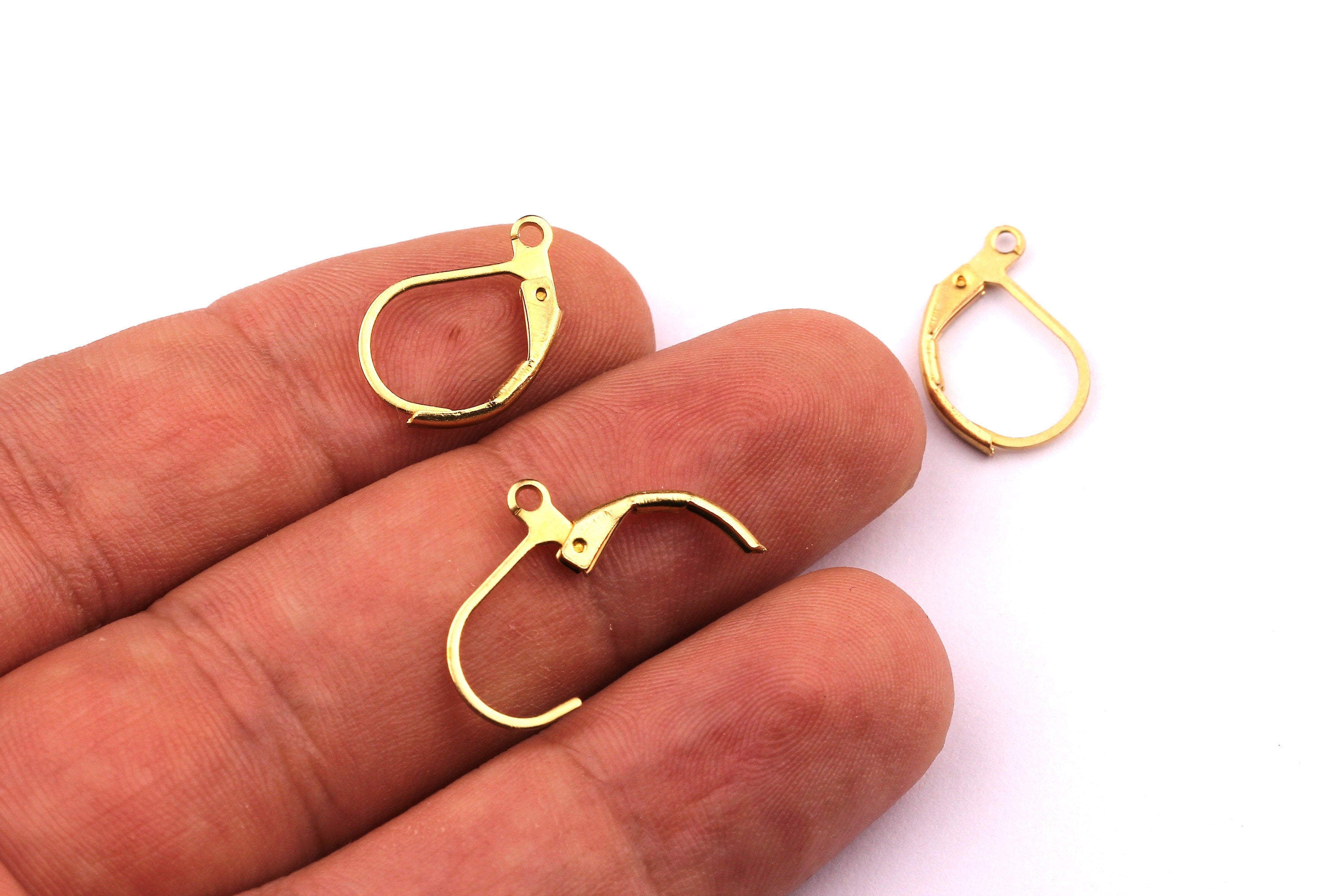 Brass Leverback Earring Clasp - Raw Brass Plain Leverback - Earring Findings - Jewelry Supplies - 13x9mm - PP1162 - DOMEDBAZAAR