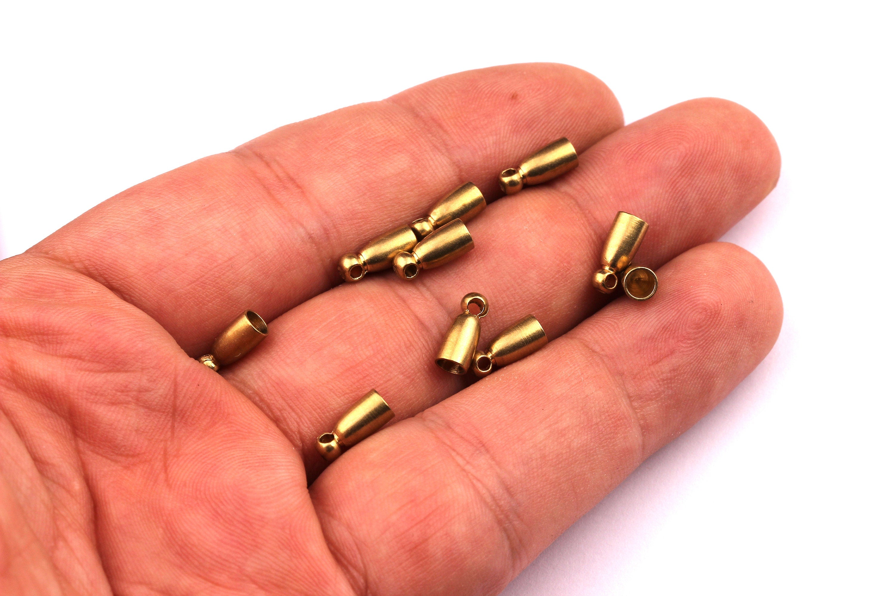 Brass Cord End Caps - Raw Brass Barrel End - Tassel End Caps - Cord Ends - Jewelry Supplies - 9x4mm hole inner diameter: 3.11mm - PP1168 - DOMEDBAZAAR