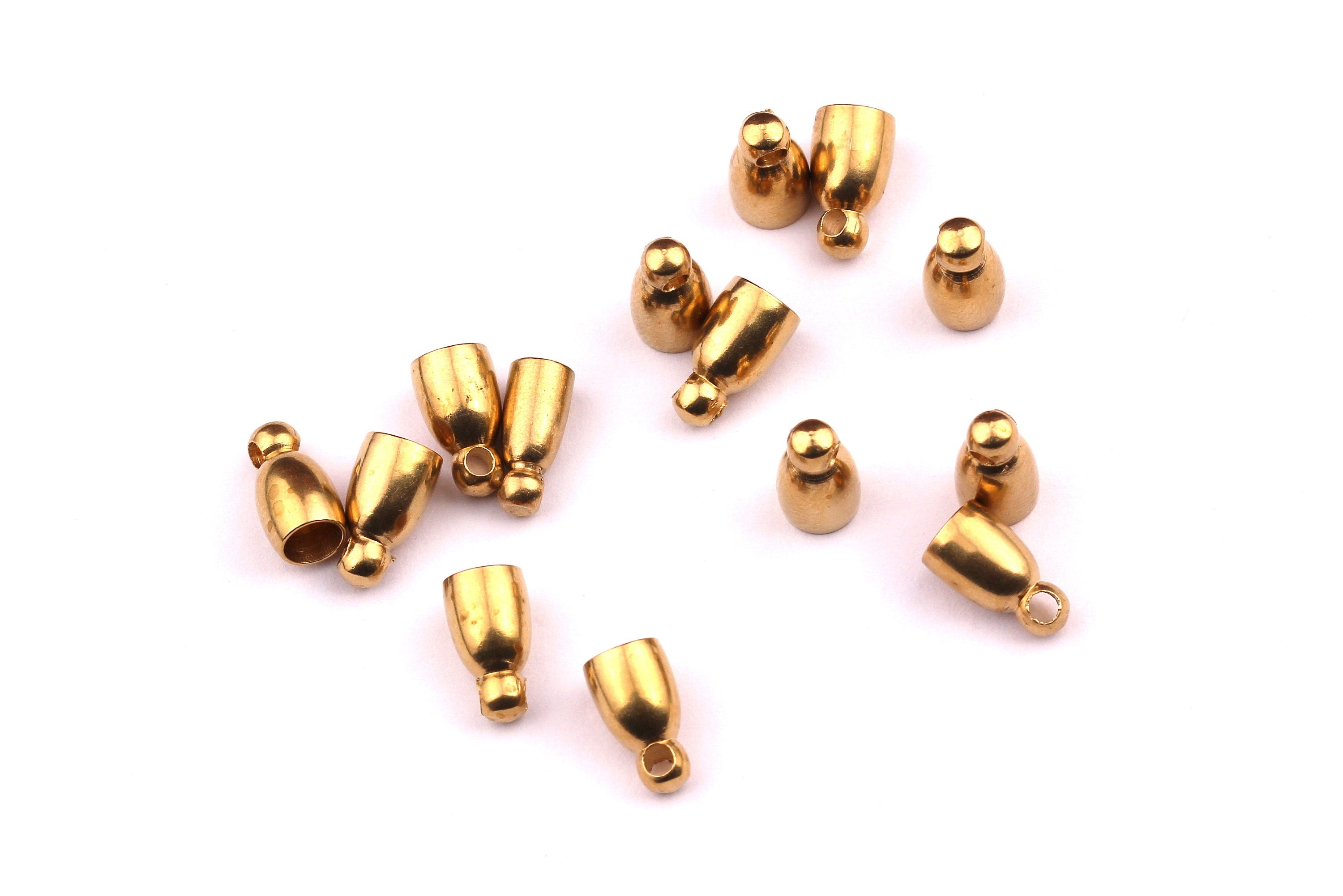 Brass Cord End Caps - Raw Brass Barrel End - Tassel End Caps - Cord Ends - Jewelry Supplies - 8.8x5mm hole inner diameter: 4.06mm - PP1169 - DOMEDBAZAAR