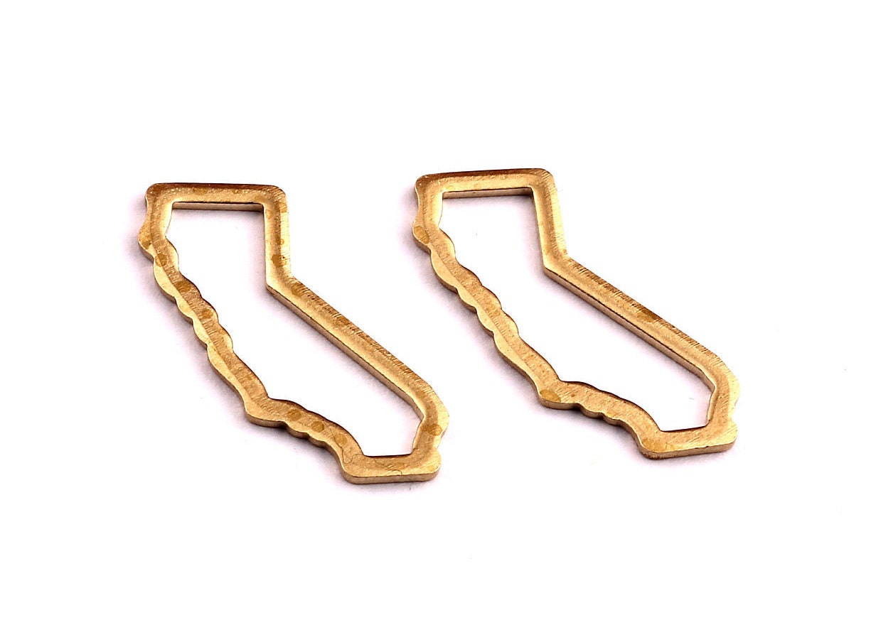 Brass California State Charms - California State Shaped Raw Brass Pendant - Jewelry Supplies - 18x9mm - PP1264 - DOMEDBAZAAR