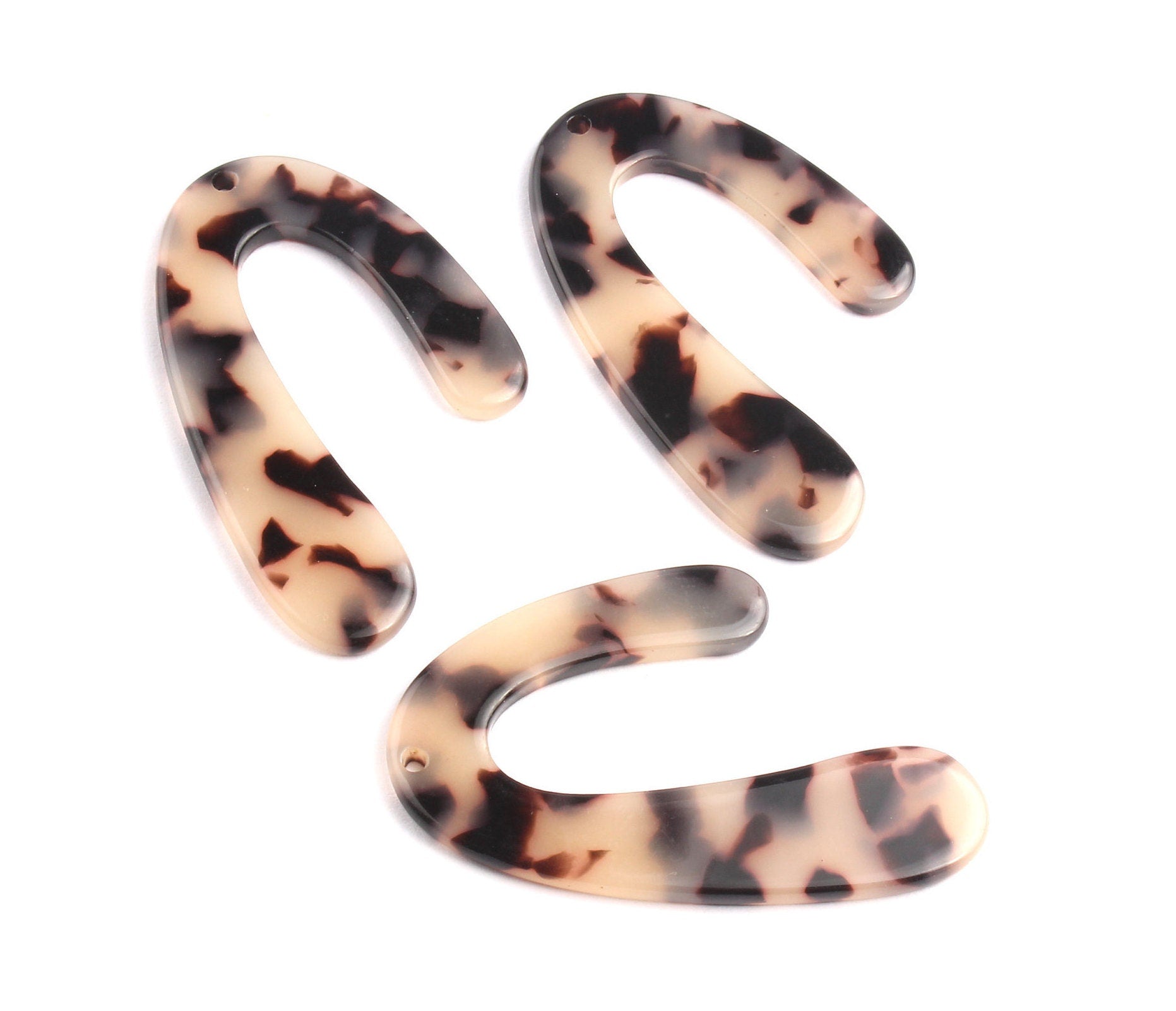 Acetate U Charms - Blonde Tortoise Shell Earrings - U Earrings and Pendant - Necklace Pendant - Color Code: A07 - 44.1x29.9mm - AC1083B - DOMEDBAZAAR