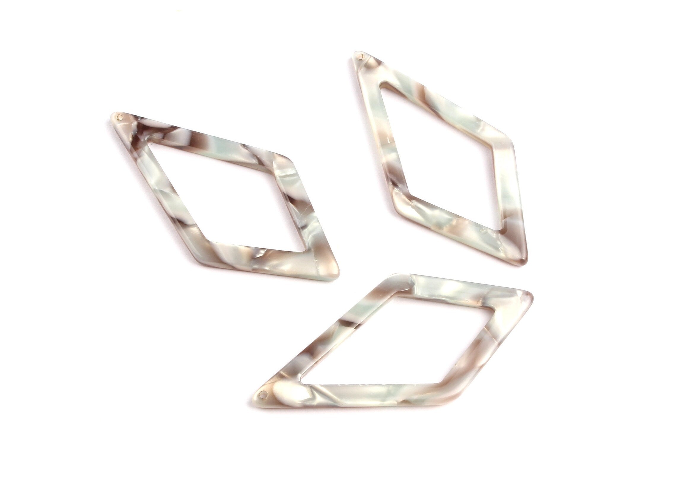 Acetate Diamond Charms - Diamond Earrings and Pendant - Earring Findings - Earring Findings - Color Code: A22 - 46x22.5mm - AC1082F - DOMEDBAZAAR