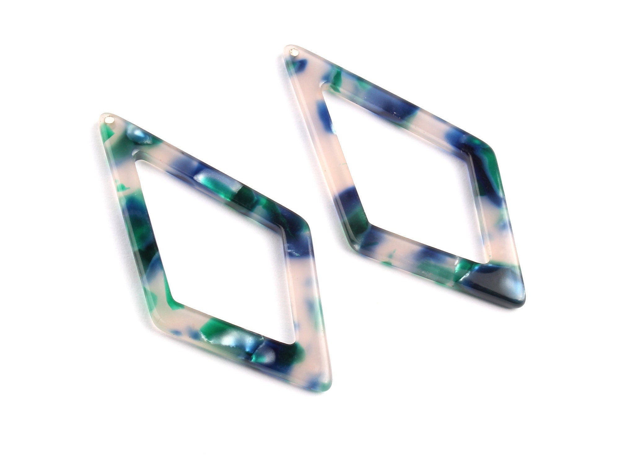Acetate Diamond Charms - Diamond Earrings and Pendant - Earring Findings - Earring Findings - Color Code: A18 - 46x22.5mm - AC1082E - DOMEDBAZAAR