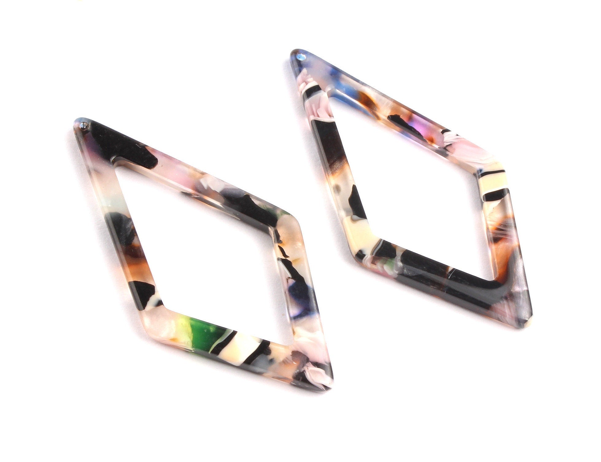 Acetate Diamond Charms - Diamond Earrings and Pendant - Earring Findings - Color Code: A11 - 46x22.5mm - AC1082C - DOMEDBAZAAR