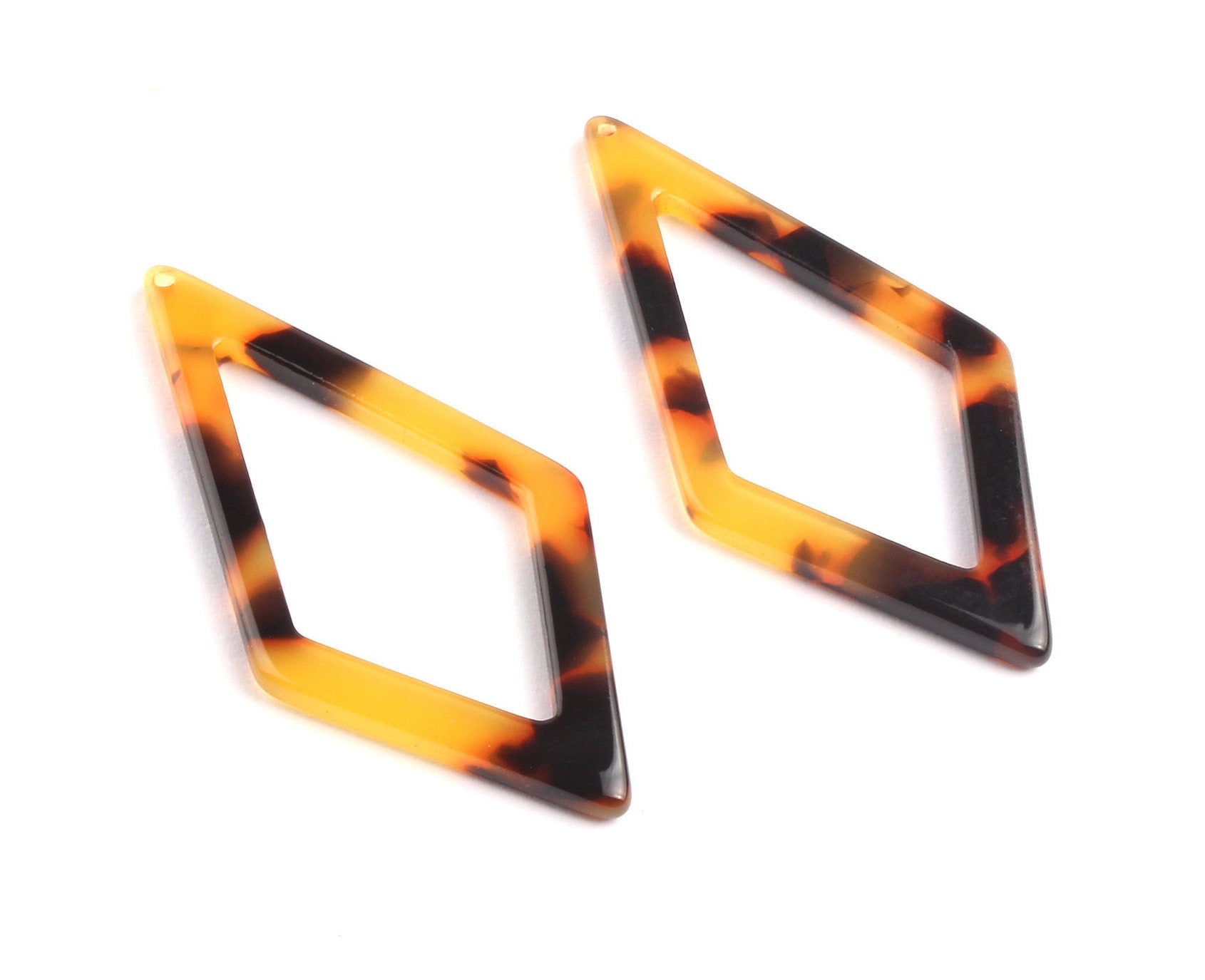 Acetate Diamond Charms - Tortoise Shell Earring - Diamond Pendant - Jewelry Making Supplies - Color Code: A01 - 46x22.5mm - AC1082A - DOMEDBAZAAR