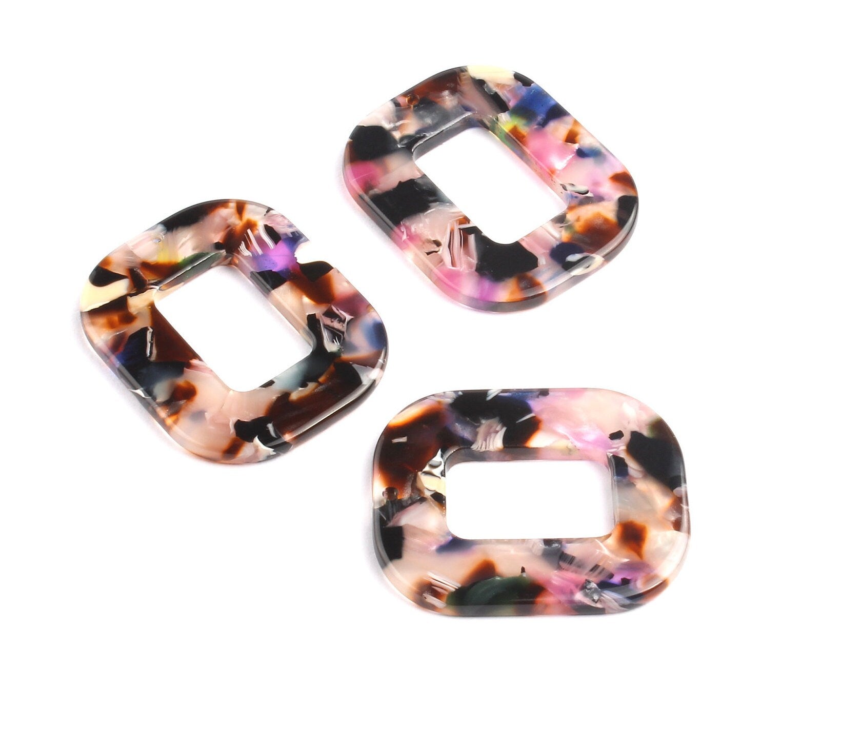 Acetate Rectangle Charms - Rectangle Earrings and Pendant - Earring Findings - Jewelry Supplies - Color Code: A11 - 32.4x26.5mm- AC1080C - DOMEDBAZAAR