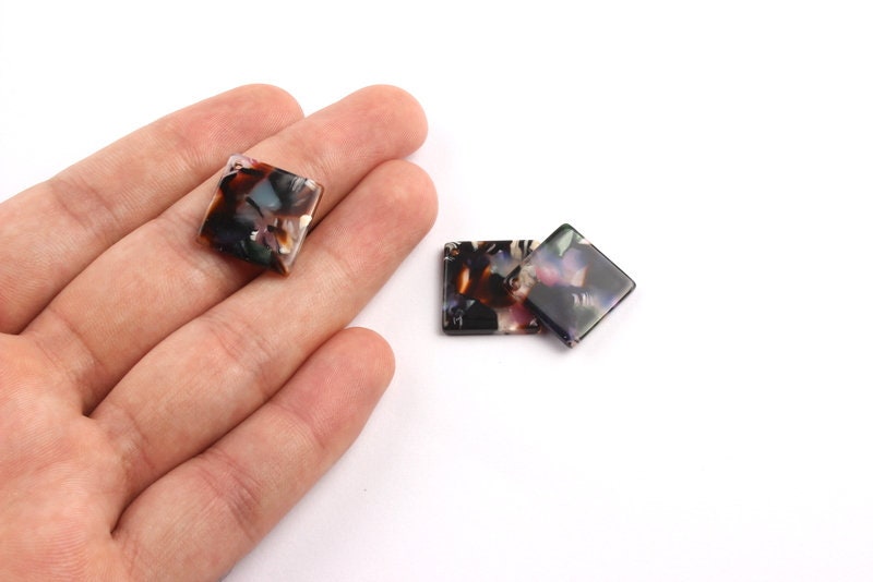 Acetate Square Charms - Square Earings and Pendant - Earring Findings - Jewelry Supplies - Color Code: A11 - 18x18mm - AC1078C - DOMEDBAZAAR