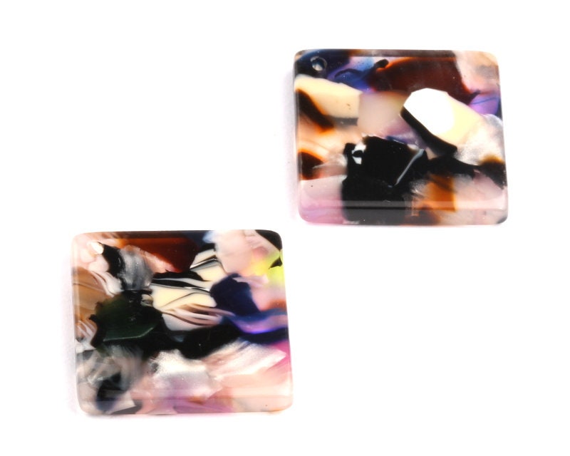 Acetate Square Charms - Square Earings and Pendant - Earring Findings - Jewelry Supplies - Color Code: A11 - 18x18mm - AC1078C - DOMEDBAZAAR