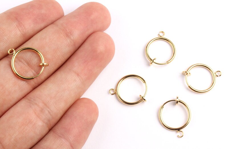 Spring Clasp - Circle Shaped Gold Filled- Gold Fill Spring Clasp - Open Gold Spring Clasp - Earrings Charm - 14.8x1.5mm - PP1060 - DOMEDBAZAAR
