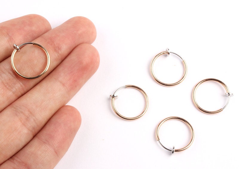 Spring Clasp - Circle Shaped Rose Gold Filled- Rose Gold Fill Spring Clasp - Open Spring Clasp - Earrings Charm - 20x1.5mm - PP1063 - DOMEDBAZAAR