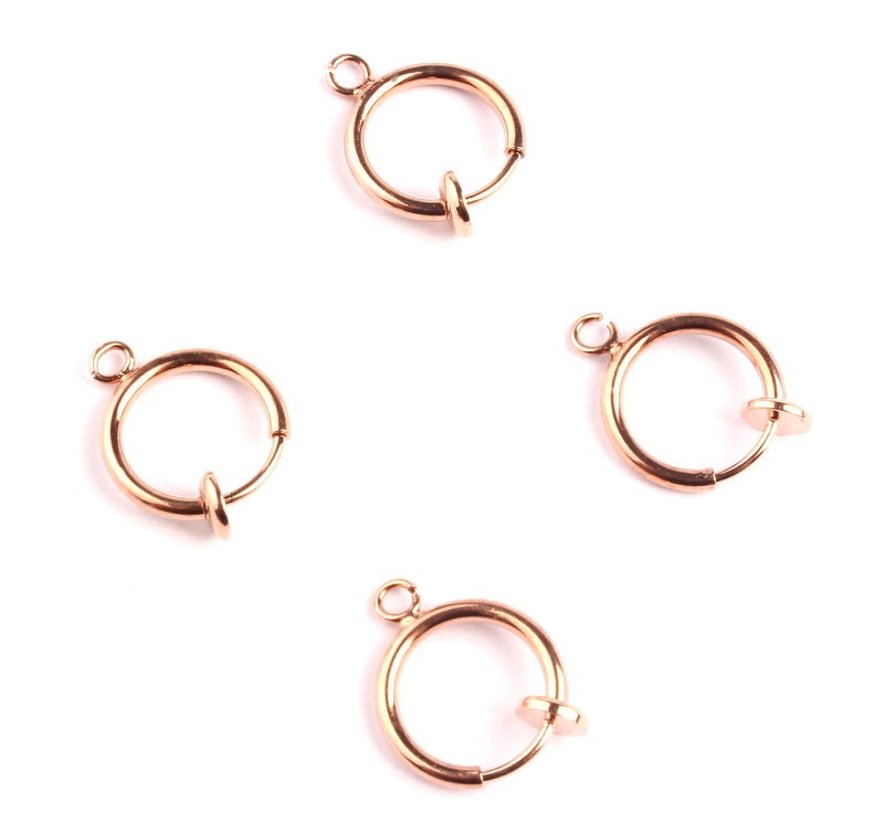 Spring Clasp - Circle Shaped Rose Gold Filled- Rose Gold Fill Spring Clasp - Open Spring Clasp - Earrings Charm - 11.8x1.5mm - PP1067 - DOMEDBAZAAR