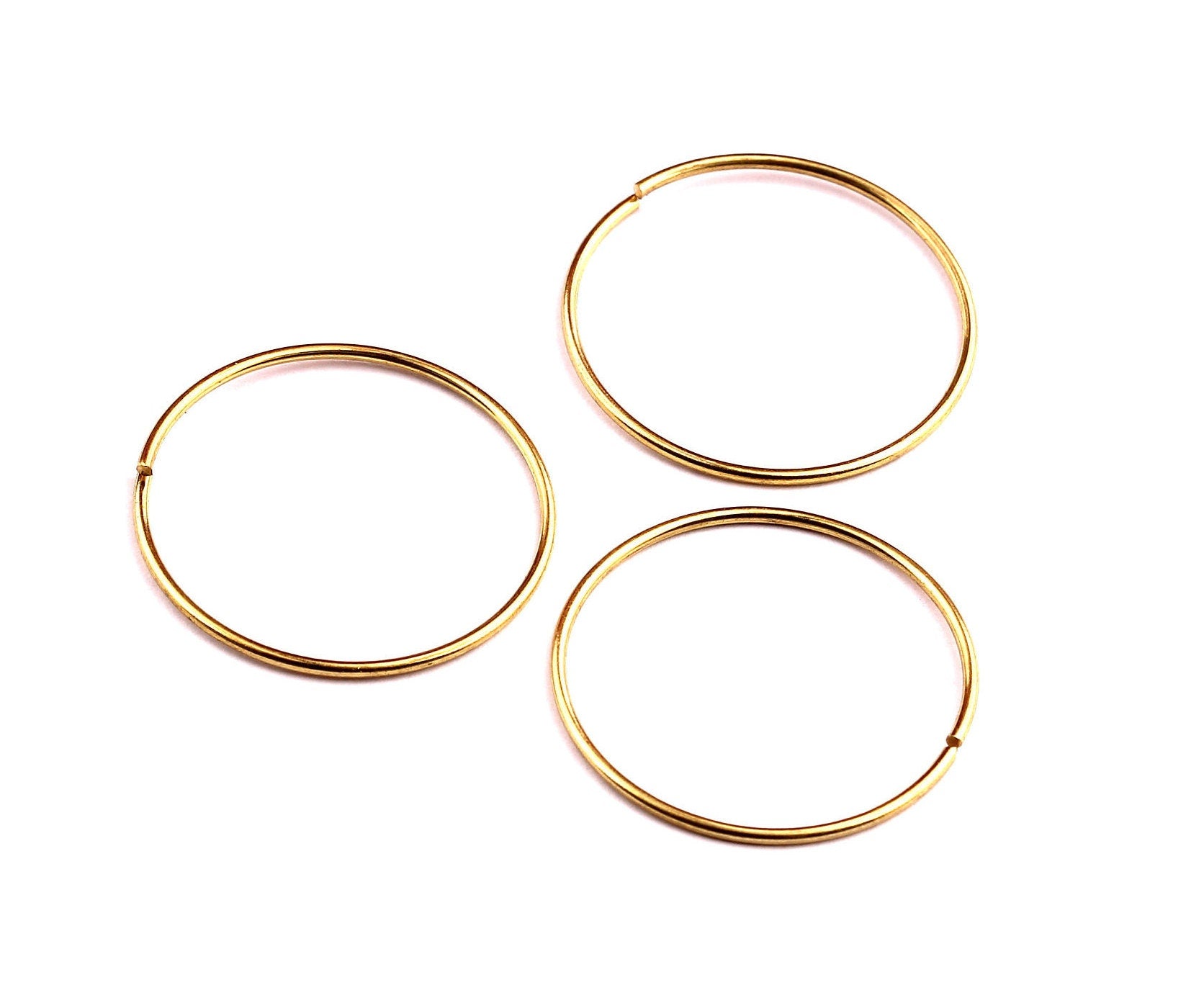 35mm Brass Open Circle Connectors - Raw Brass Open Circle Connectors - Jewelry Supplies - Making Jewelery - 35x35x1mm - PP1279 - DOMEDBAZAAR