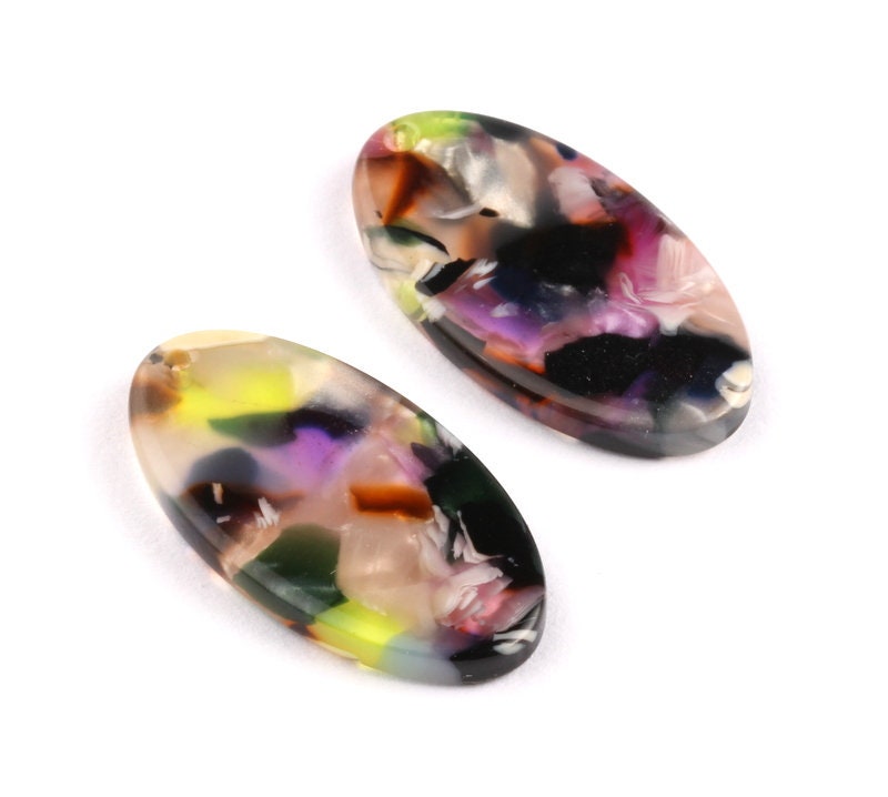 Acetate Oval Charms - Oval Earrings and Pendant - Earring Findings - Jewelry Supplies - Color Code: A61 - 26x13.7x2.53mm  -AC1077C - DOMEDBAZAAR