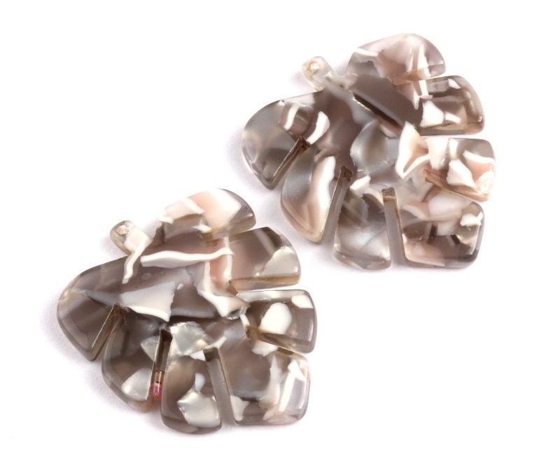 Acetate Leaf Earring Charms - Monstera Leaf Pendant - Earring Findings - Jewelry Supplies - Color Code: A20 - 30x24.5x2.57mm - AC1087E - DOMEDBAZAAR