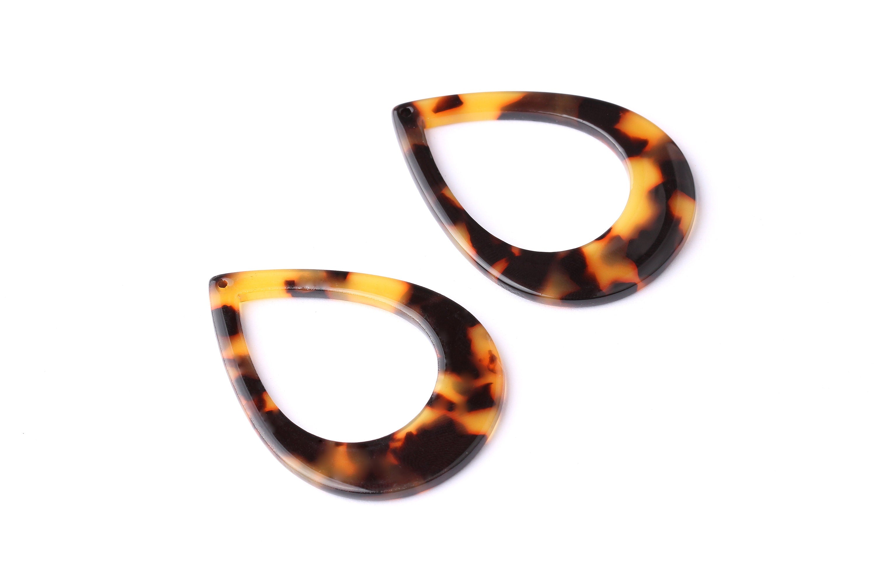 Acetate Drop Charms - Tortoise Shell Earrings - Drop Earrings and Pendant - Jewelry Making Supplies - Color Code: A01 - 46x33x2.5mm- AC1022C - DOMEDBAZAAR