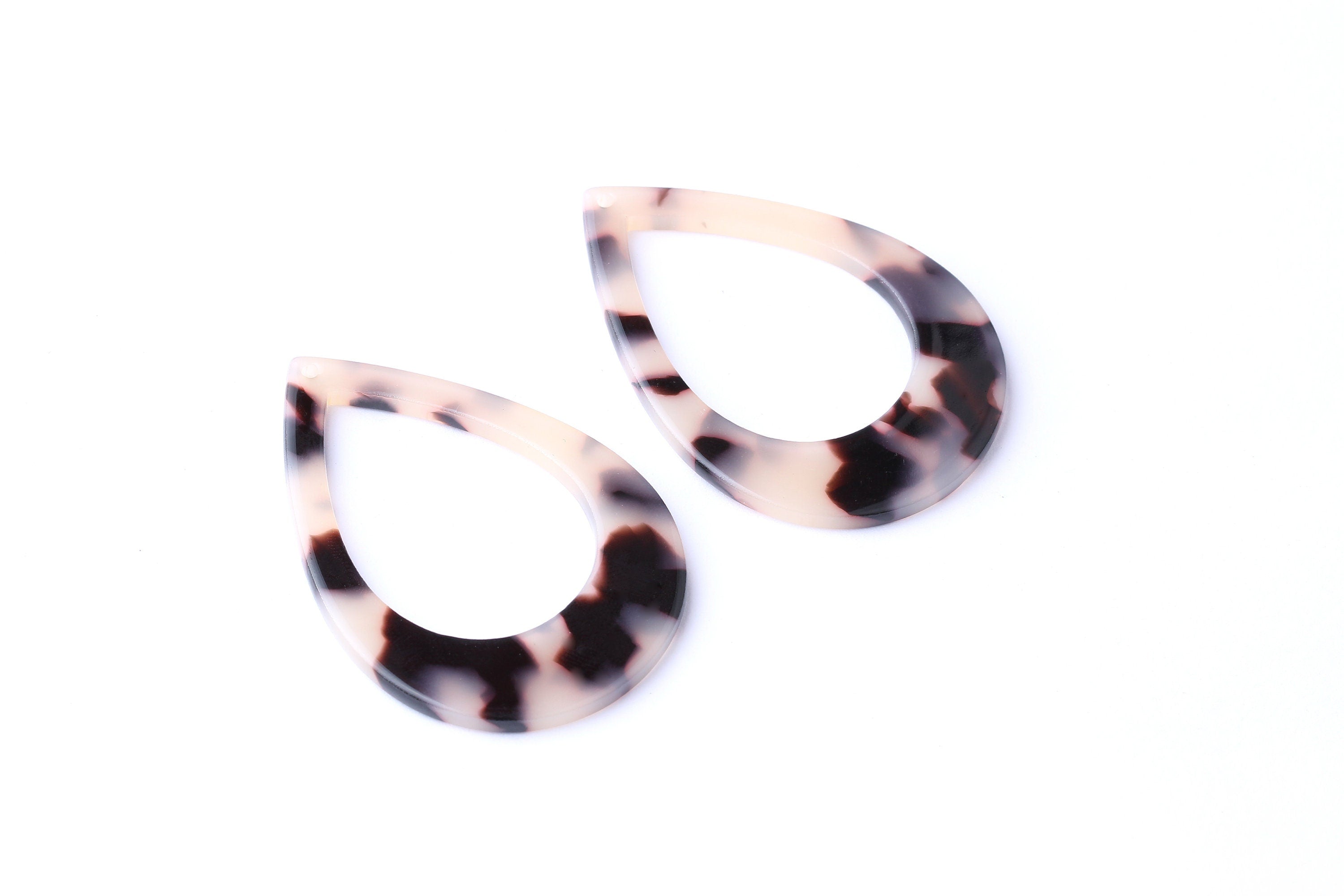 Acetate Drop Charms - Blonde Tortoise Shell Earrings - Drop Earrings and Pendant - Color Code: A06 - 46x33x2.5mm - AC1022D - DOMEDBAZAAR
