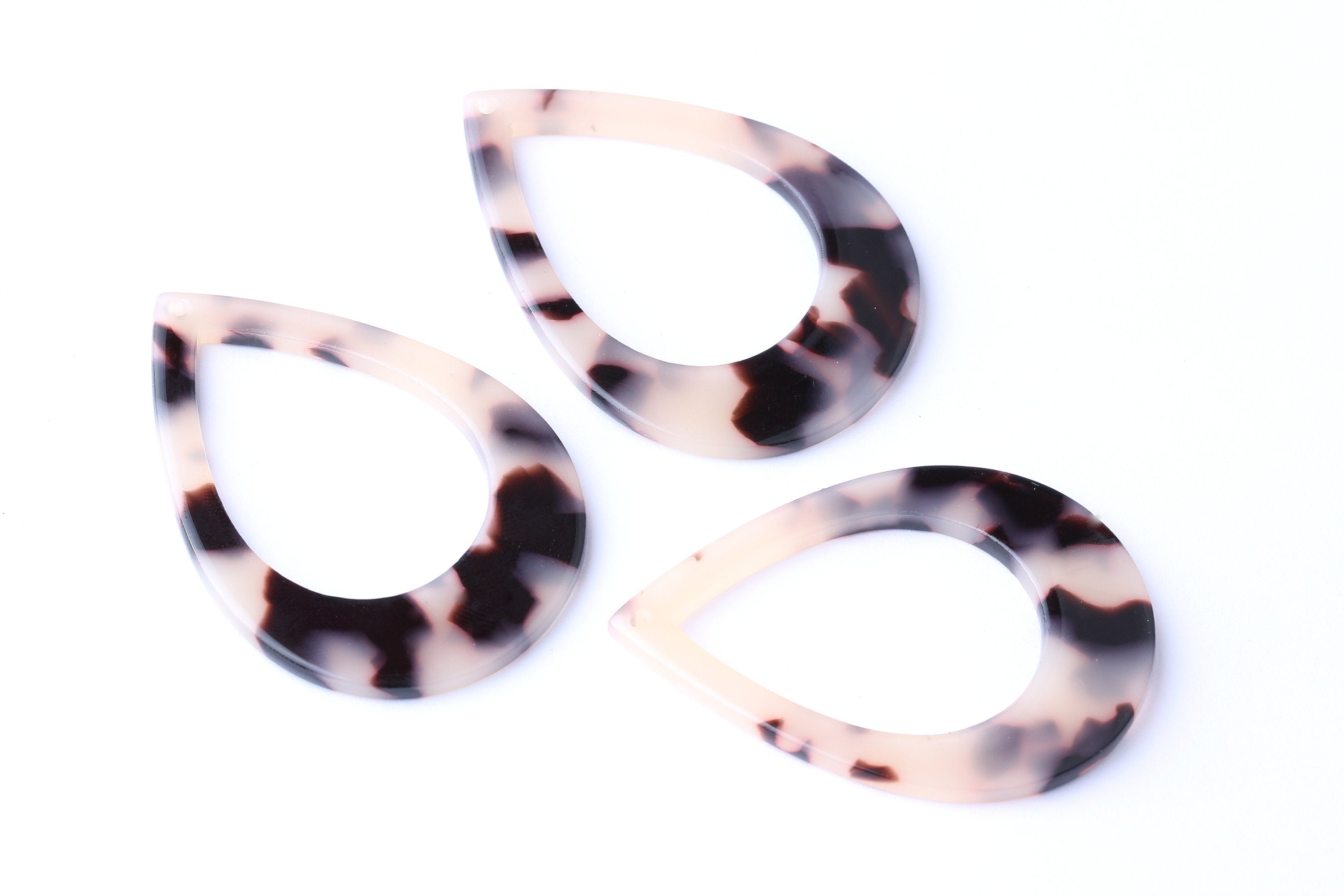 Acetate Drop Charms - Blonde Tortoise Shell Earrings - Drop Earrings and Pendant - Color Code: A06 - 46x33x2.5mm - AC1022D - DOMEDBAZAAR