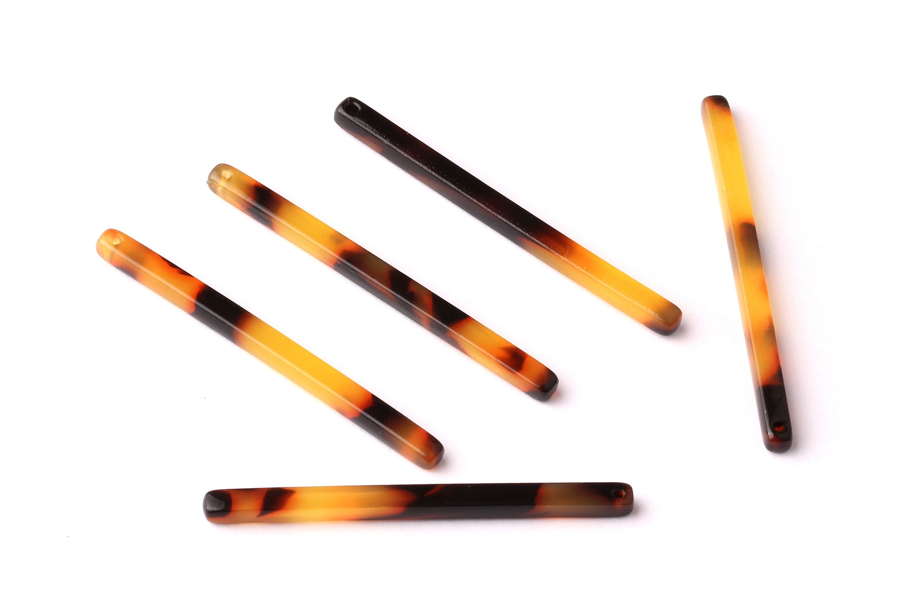 Acetate Stick Charms - Tortoise Shell Earrings - Stick Earrings and Pendant - Jewelry Supplies - Color Code: A02 - 39x2.65x2.85mm - AC1041D - DOMEDBAZAAR