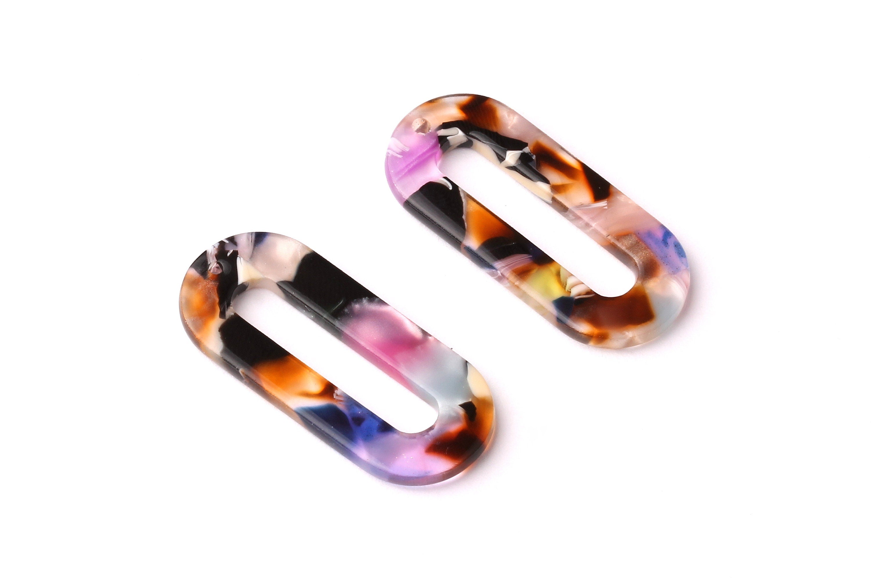 Acetate Oval & Zero Charms - Oval Earrings and Pendant - Earring Findings - Jewelry Supplies - Color Code: A11 - 30x13.5x2.26mm - AC1033G - DOMEDBAZAAR